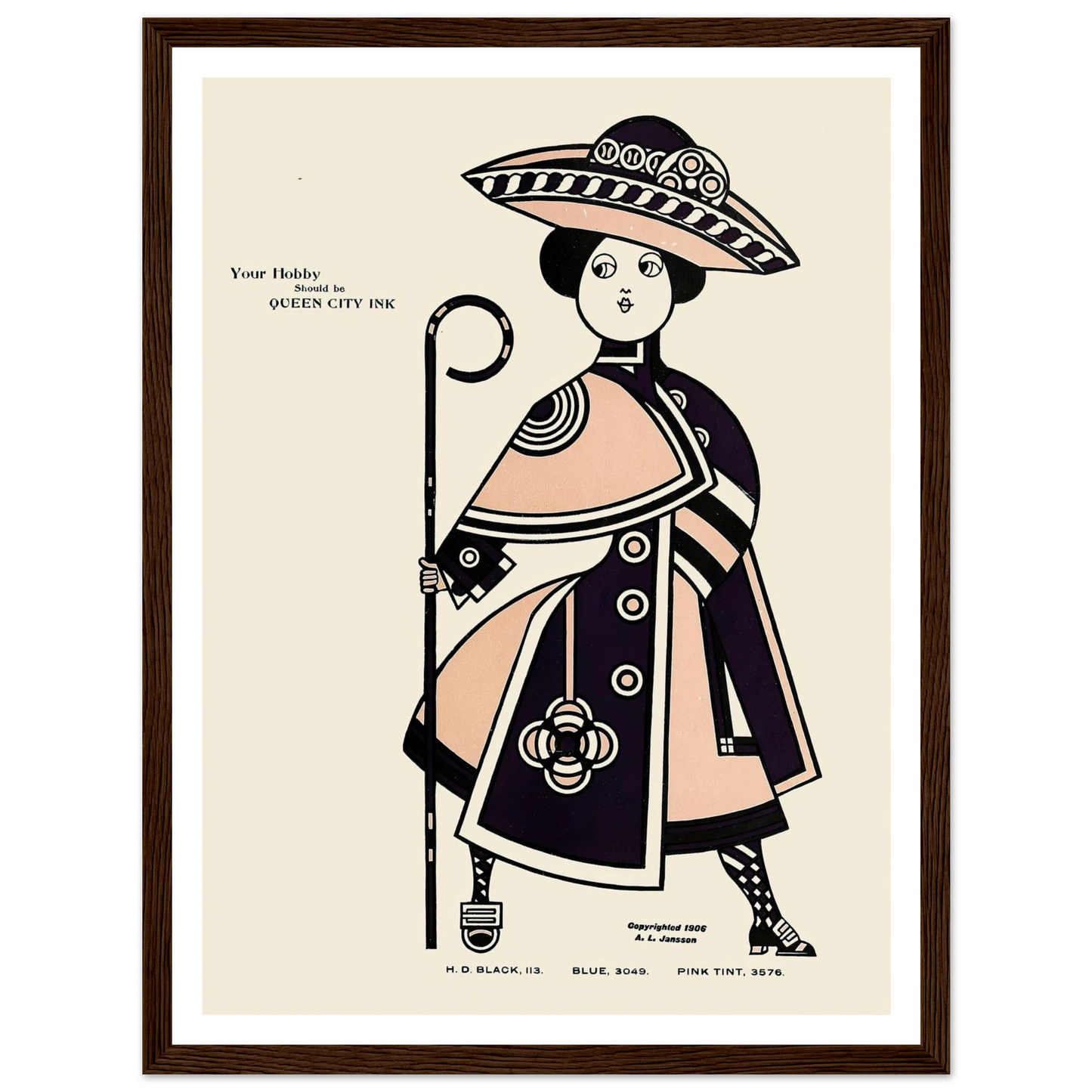 Queen City Ink, Ad. 34 (1890-1913) Art Print | Augustus Jansson - Framed Poster - 30x40 cm / 12x16″ - Black frame