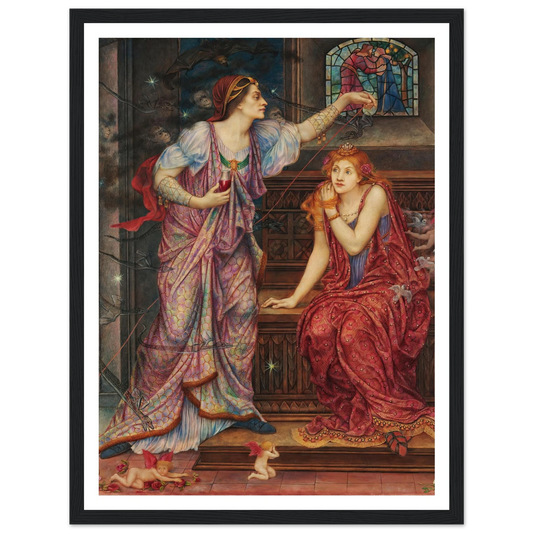 Queen Eleanor & Fair Rosamund (1880-1919) Art Print | Evelyn de Morgan - Framed Poster - 30x40 cm / 12x16″ - Black frame