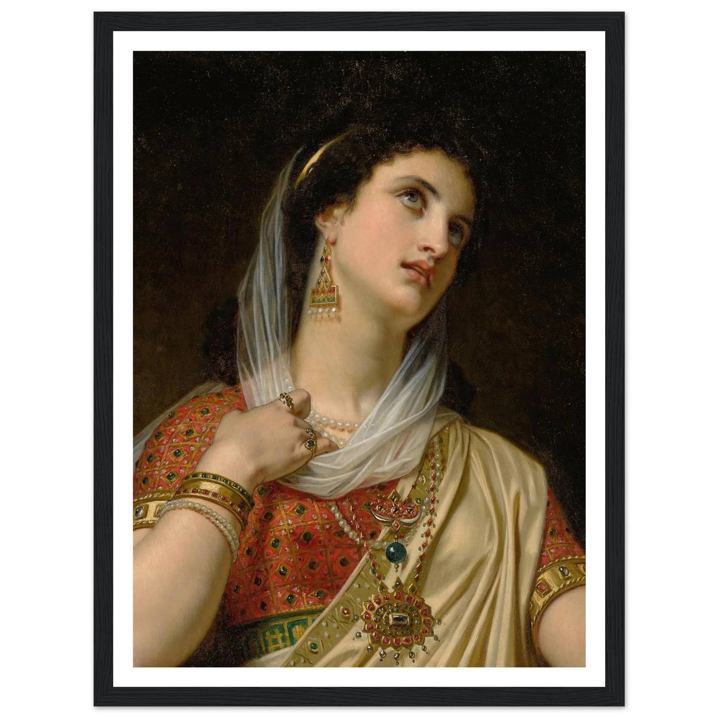 Queen Esther (1875) Art Print | Hugues Merle - Framed Poster - 30x40 cm / 12x16″ - Black frame
