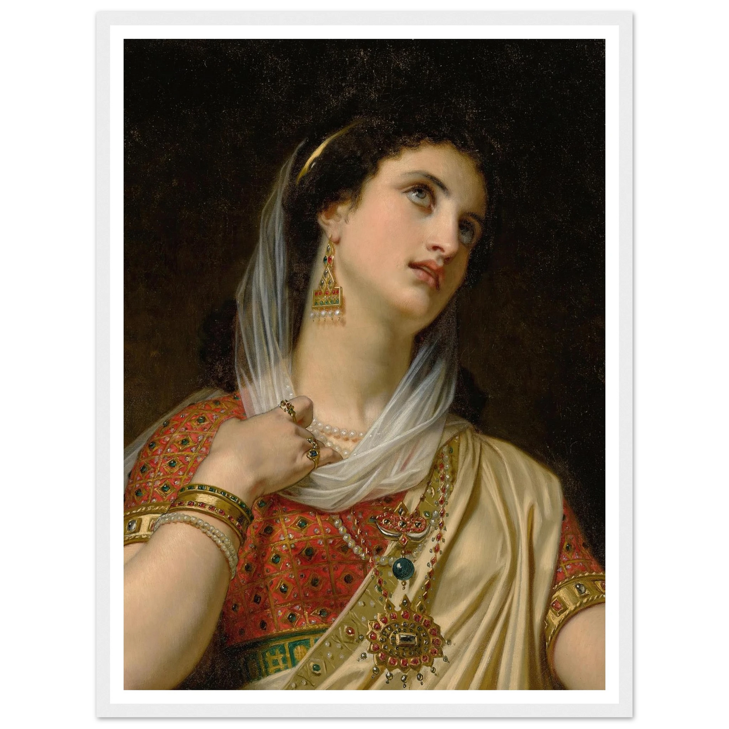 Queen Esther (1875) Art Print | Hugues Merle - Framed Poster - 30x40 cm / 12x16″ - Black frame