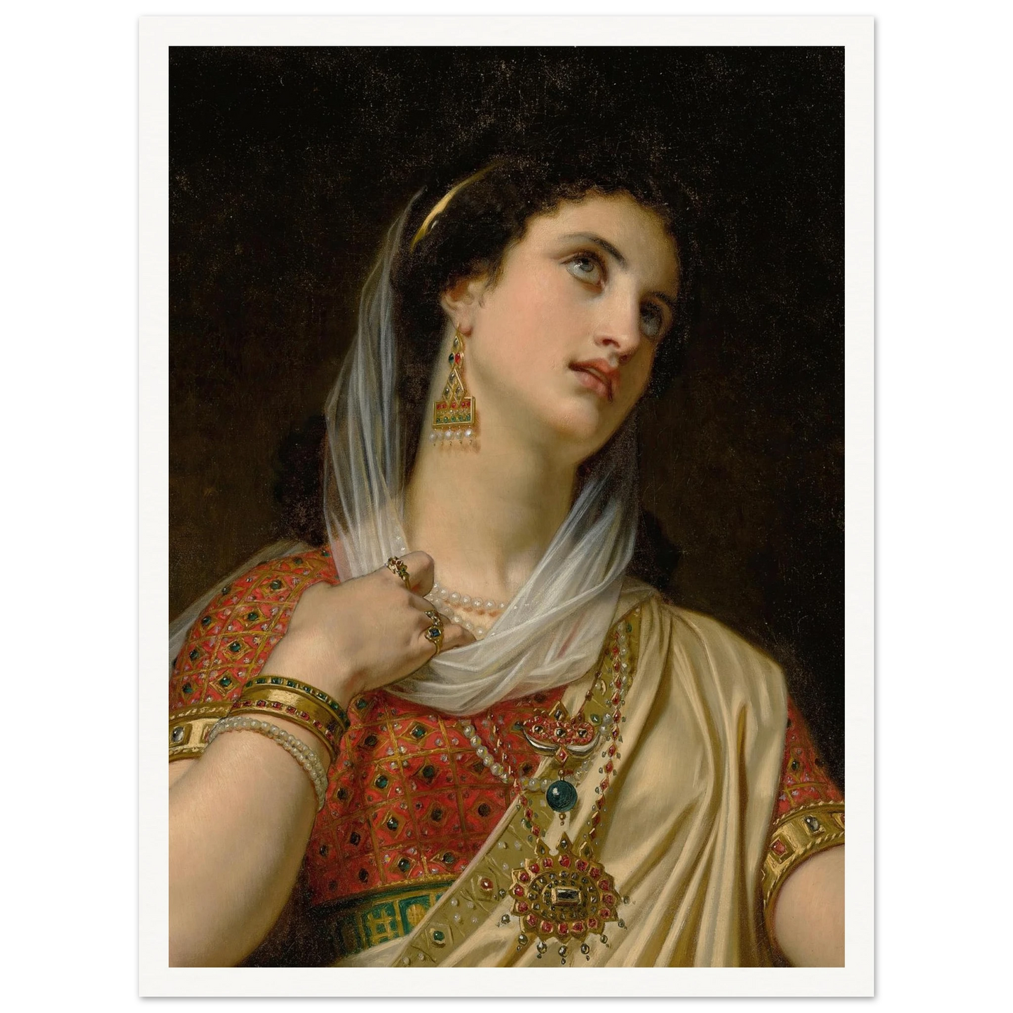 Queen Esther (1875) Art Print | Hugues Merle - Framed Poster - 30x40 cm / 12x16″ - Black frame