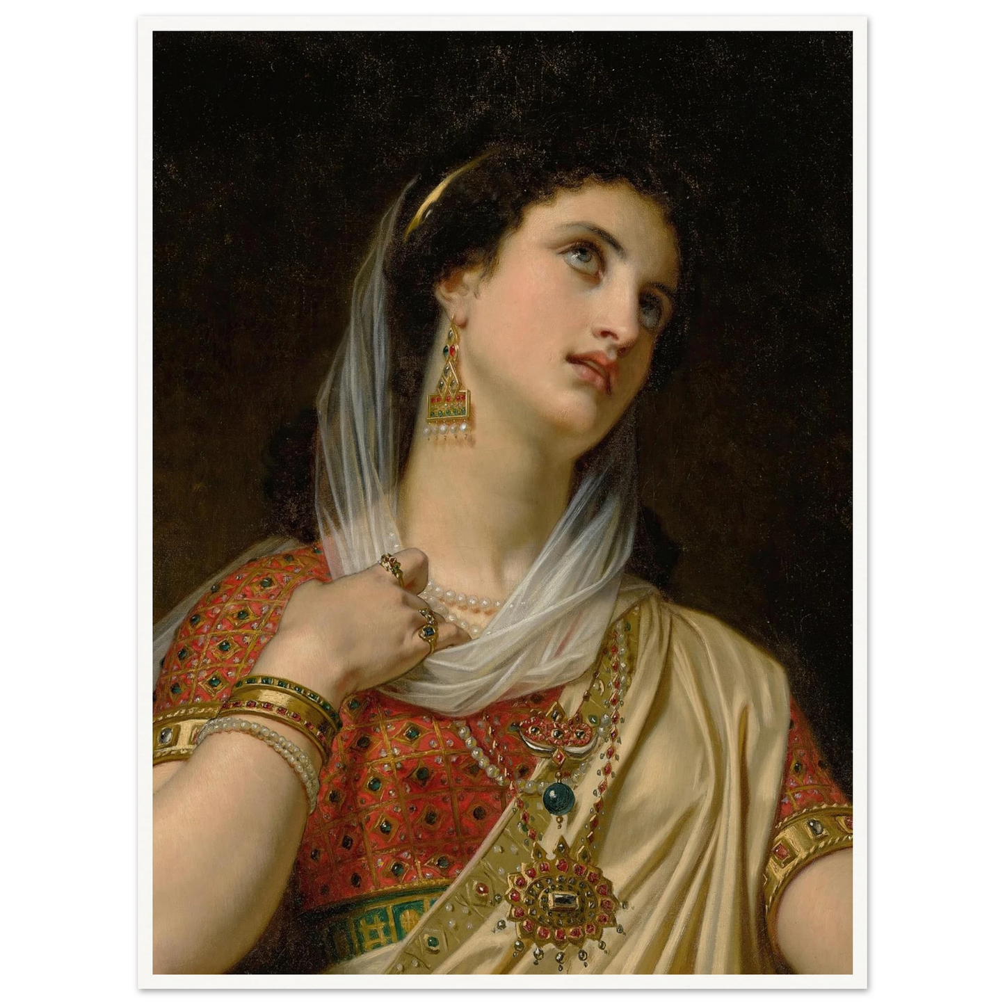 Queen Esther (1875) Art Print | Hugues Merle - Framed Poster - 30x40 cm / 12x16″ - Black frame