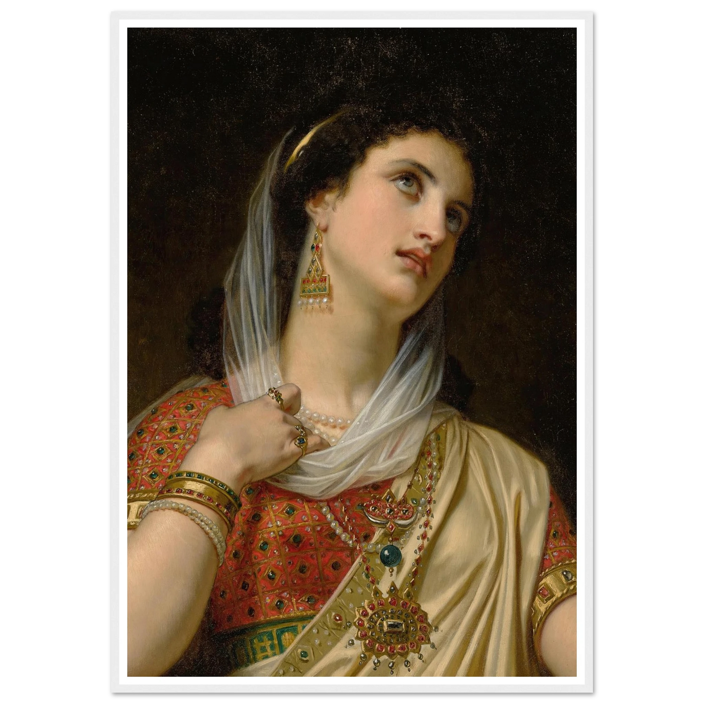 Queen Esther (1875) Art Print | Hugues Merle - Framed Poster - 30x40 cm / 12x16″ - Black frame