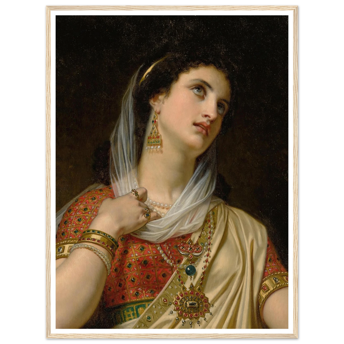 Queen Esther (1875) Art Print | Hugues Merle - Framed Poster - 30x40 cm / 12x16″ - Black frame