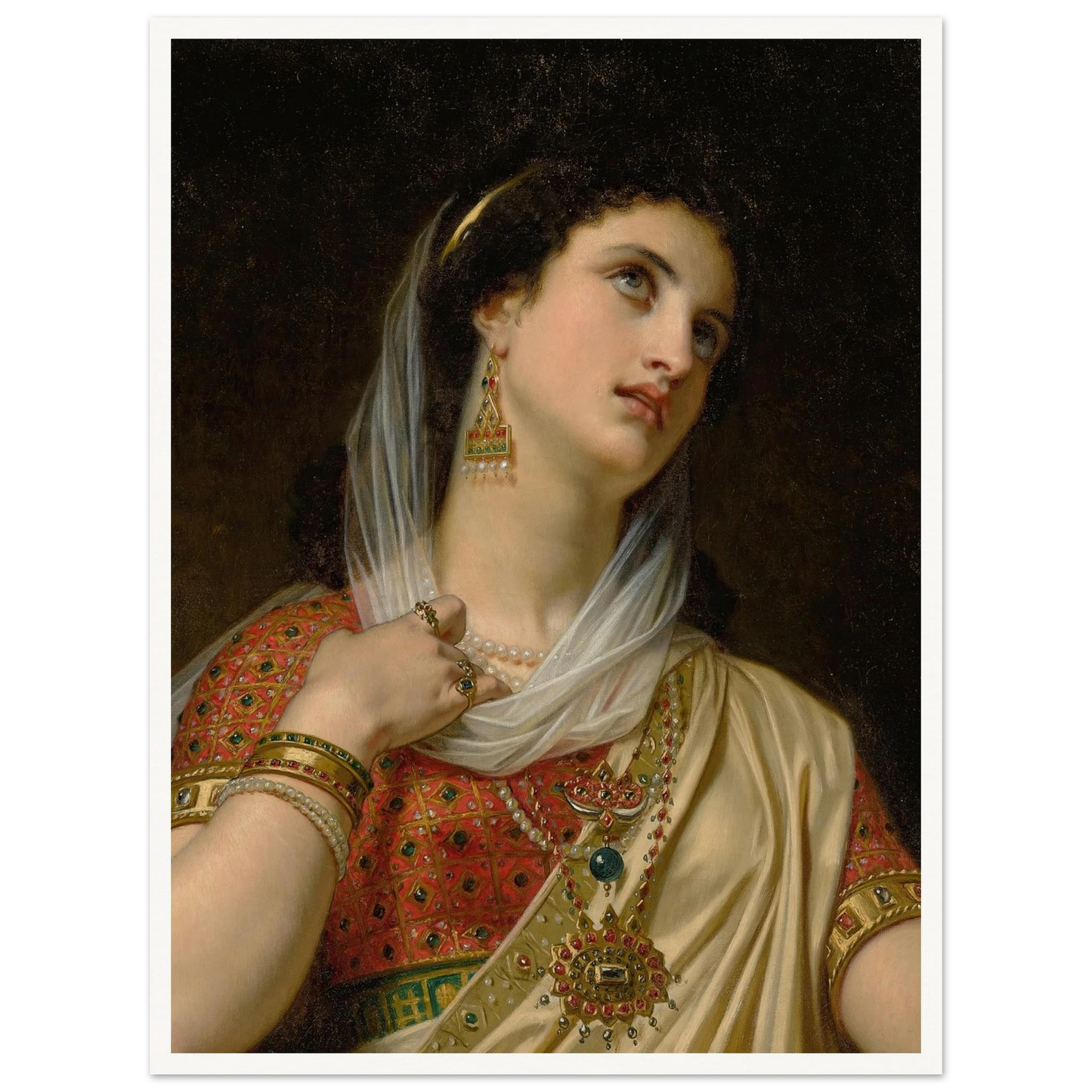Queen Esther (1875) Art Print | Hugues Merle - Framed Poster - 30x40 cm / 12x16″ - Black frame