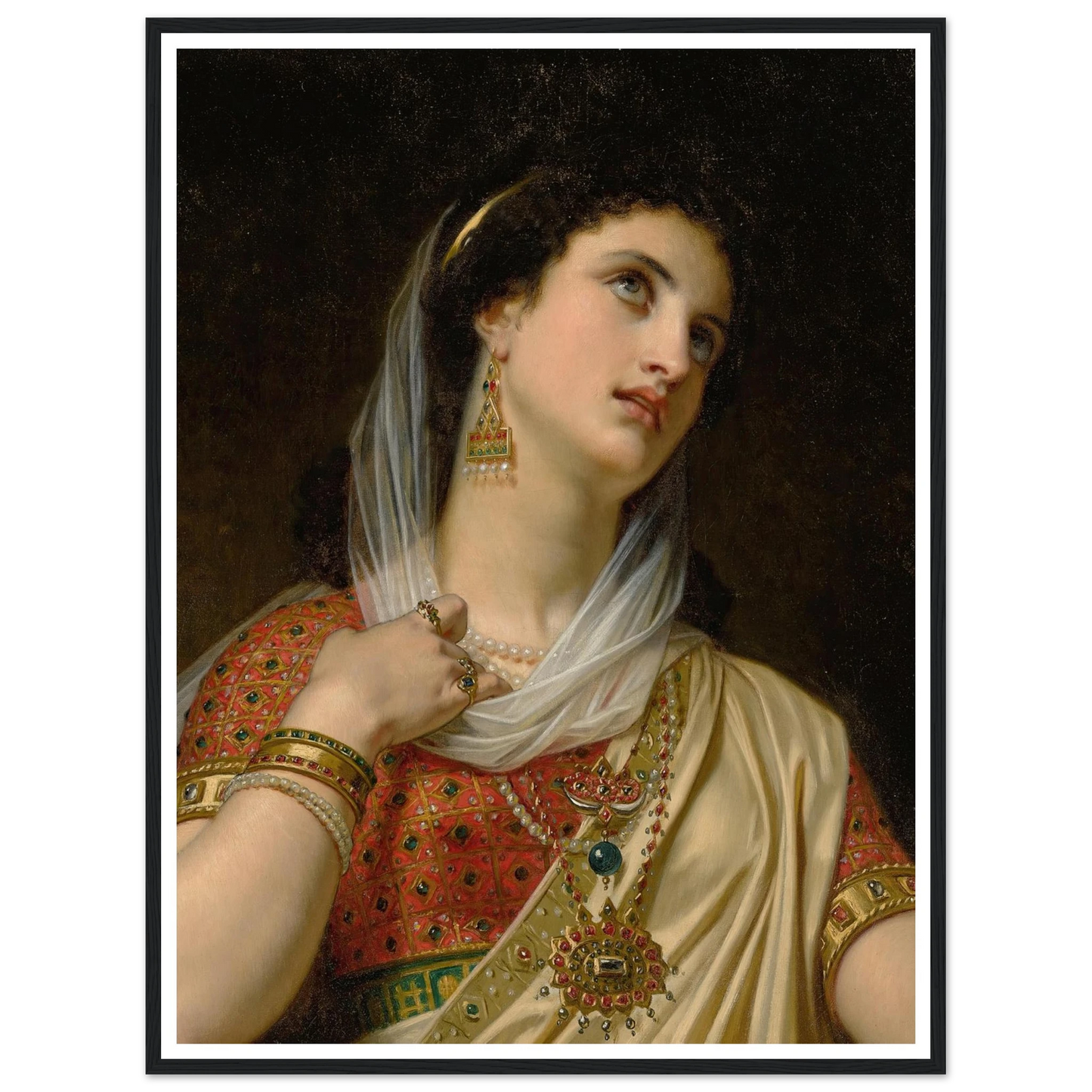 Queen Esther (1875) Art Print | Hugues Merle - Framed Poster - 30x40 cm / 12x16″ - Black frame
