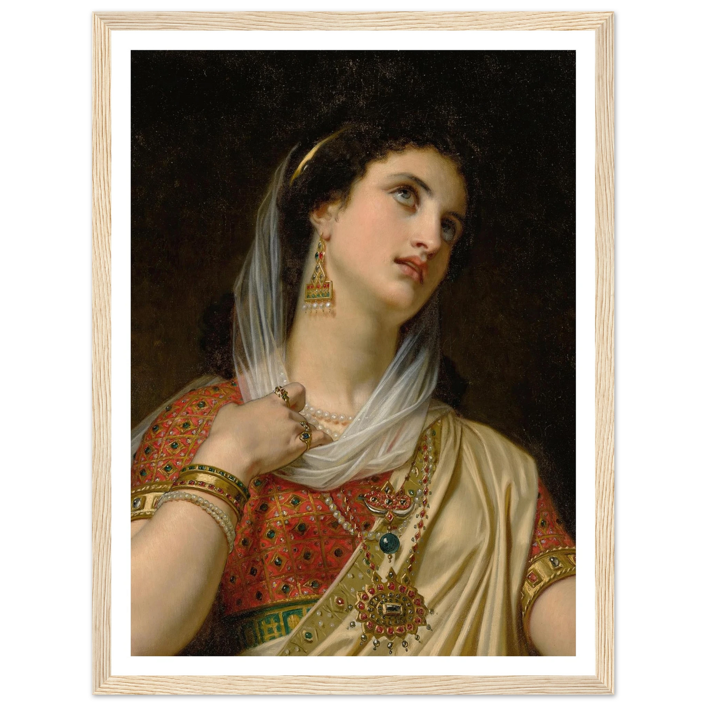 Queen Esther (1875) Art Print | Hugues Merle - Framed Poster - 30x40 cm / 12x16″ - Black frame