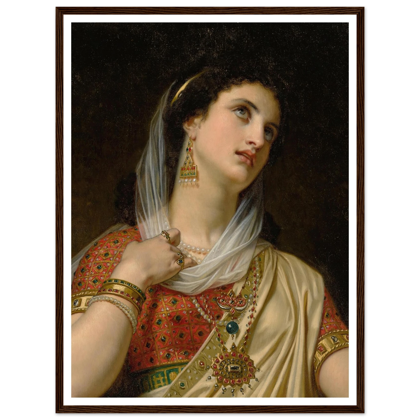 Queen Esther (1875) Art Print | Hugues Merle - Framed Poster - 30x40 cm / 12x16″ - Black frame