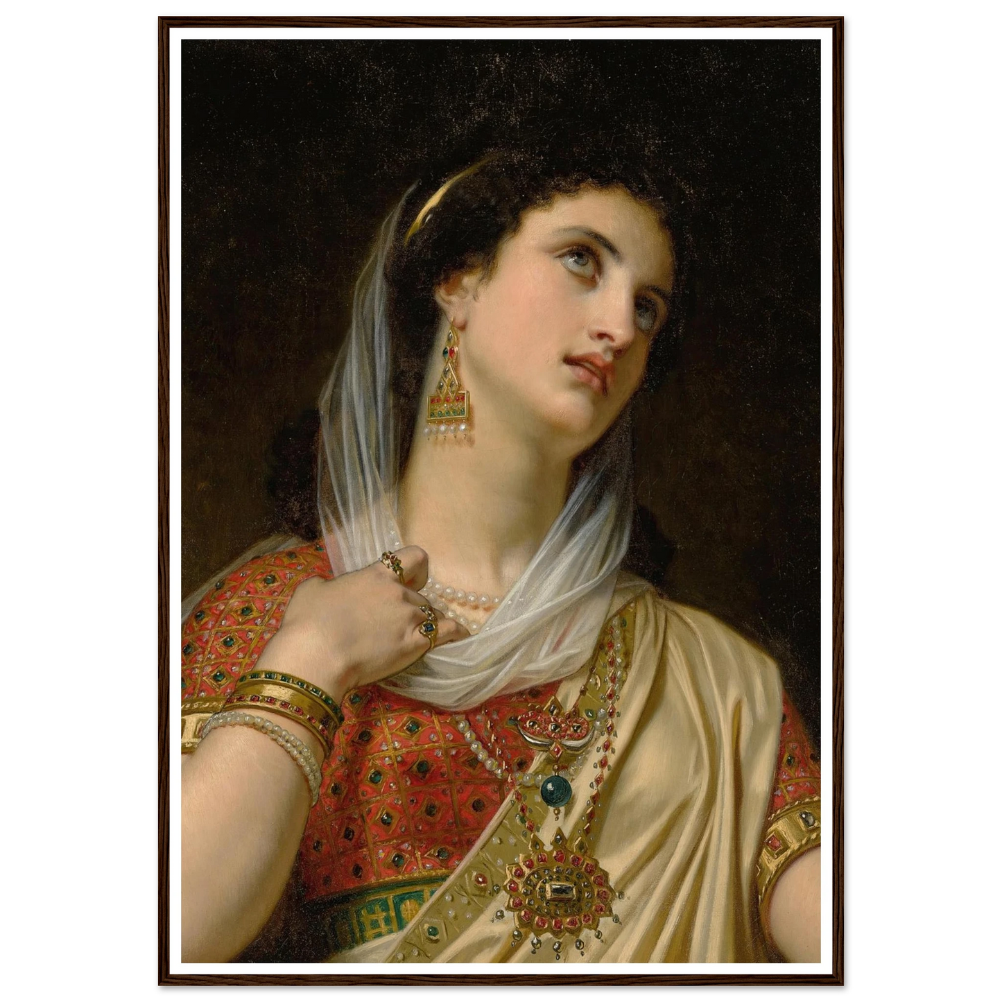 Queen Esther (1875) Art Print | Hugues Merle - Framed Poster - 30x40 cm / 12x16″ - Black frame