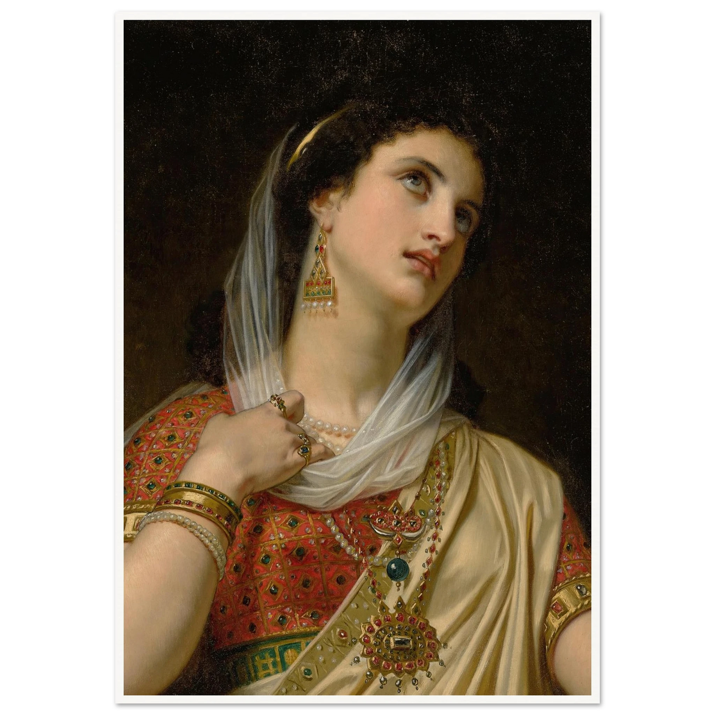 Queen Esther (1875) Art Print | Hugues Merle - Framed Poster - 30x40 cm / 12x16″ - Black frame