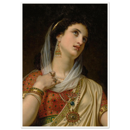 Queen Esther (1875) Art Print | Hugues Merle - Framed Poster - 30x40 cm / 12x16″ - Black frame