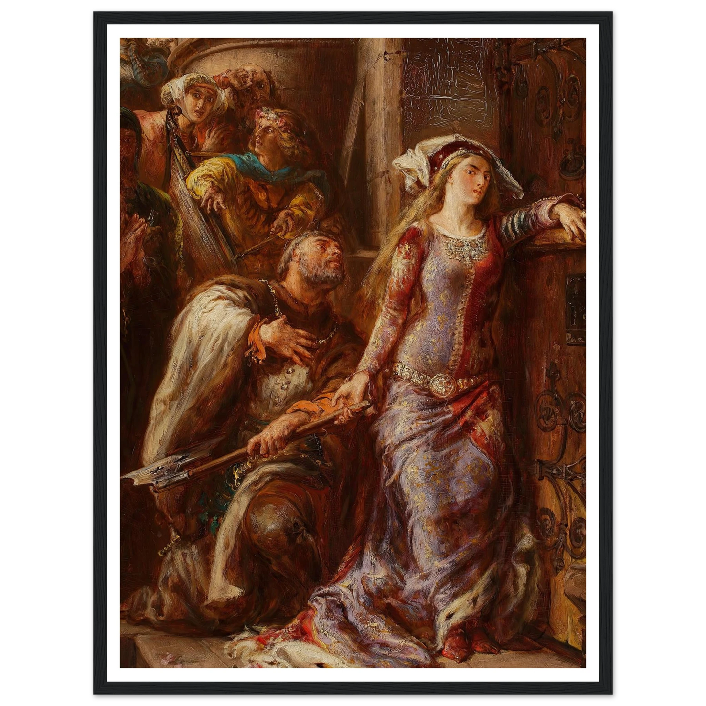 Queen Jadwiga and Dymitr of Goraj (1882) Art Print | Jan Matejko - Framed Poster - 30x40 cm / 12x16″ - Black frame