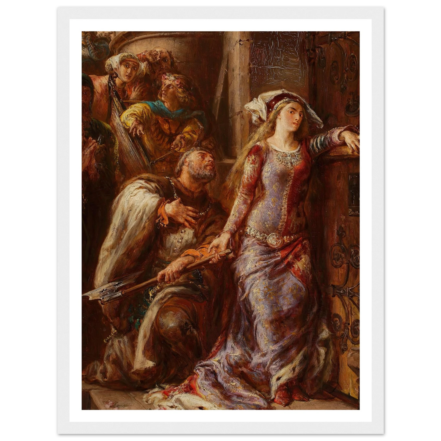 Queen Jadwiga and Dymitr of Goraj (1882) Art Print | Jan Matejko - Framed Poster - 30x40 cm / 12x16″ - Black frame