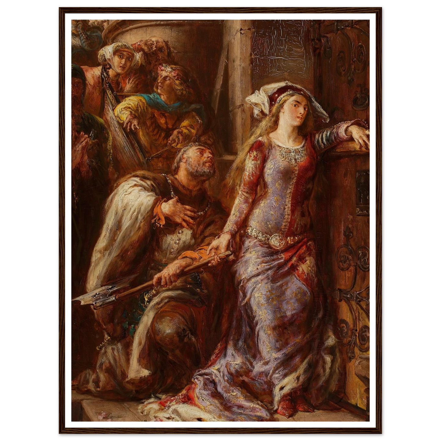 Queen Jadwiga and Dymitr of Goraj (1882) Art Print | Jan Matejko - Framed Poster - 30x40 cm / 12x16″ - Black frame