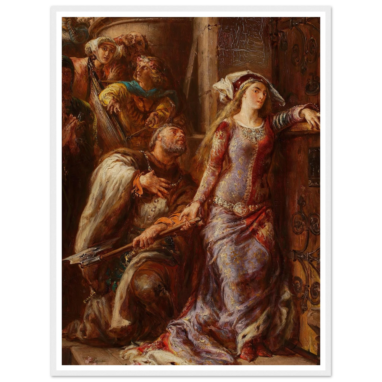 Queen Jadwiga and Dymitr of Goraj (1882) Art Print | Jan Matejko - Framed Poster - 30x40 cm / 12x16″ - Black frame