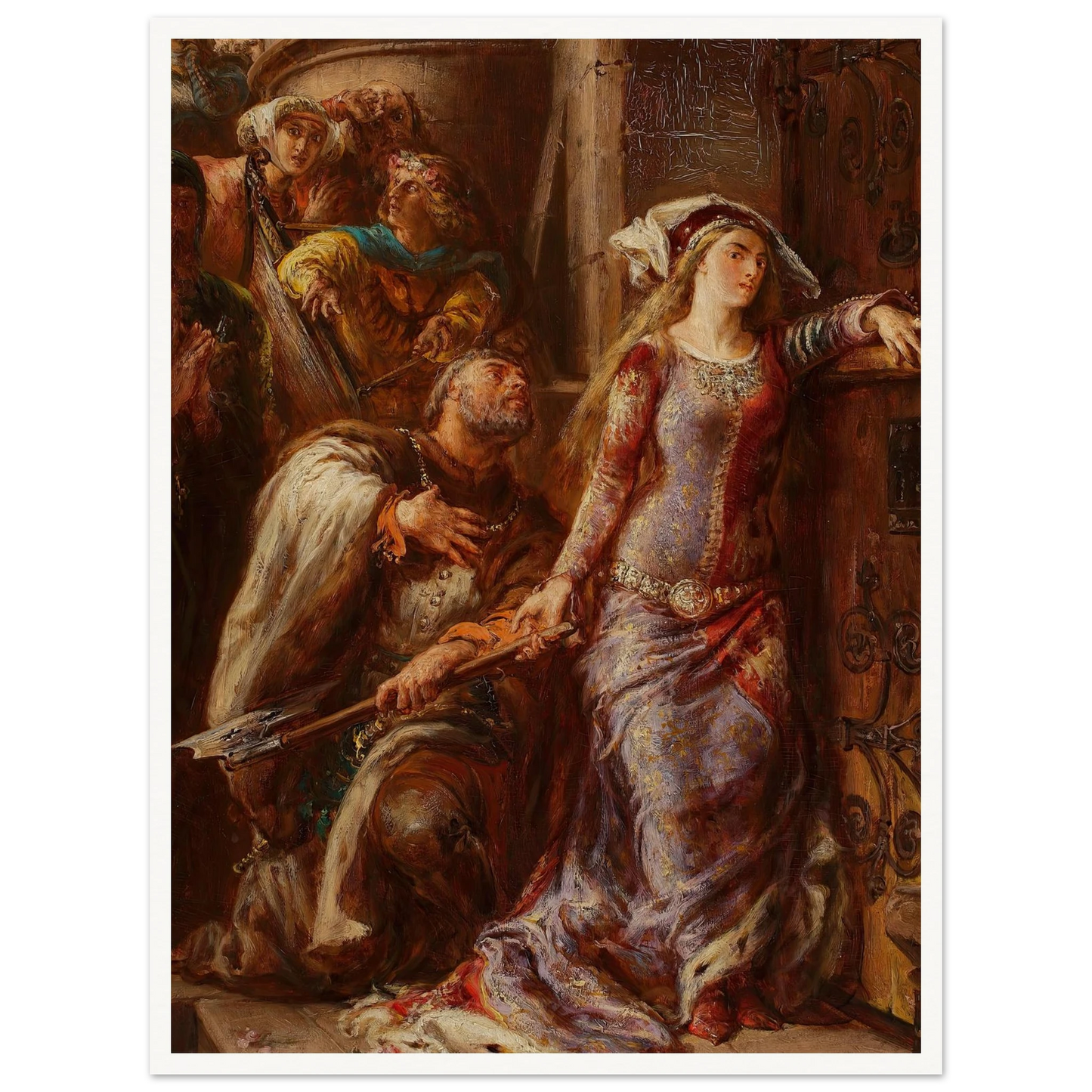 Queen Jadwiga and Dymitr of Goraj (1882) Art Print | Jan Matejko - Framed Poster - 30x40 cm / 12x16″ - Black frame