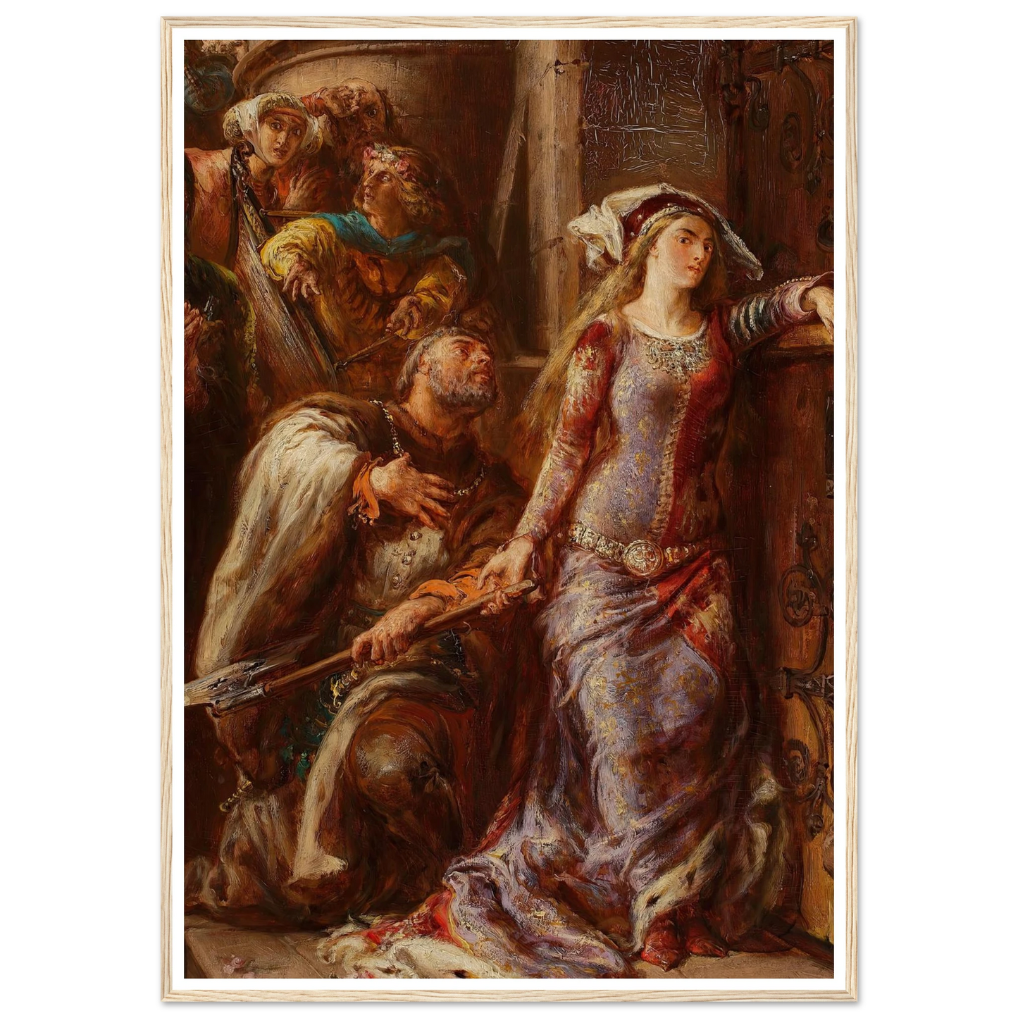 Queen Jadwiga and Dymitr of Goraj (1882) Art Print | Jan Matejko - Framed Poster - 30x40 cm / 12x16″ - Black frame