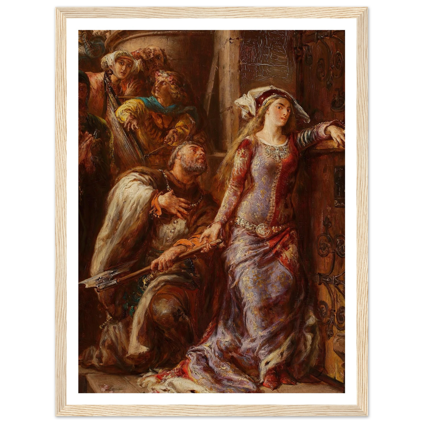 Queen Jadwiga and Dymitr of Goraj (1882) Art Print | Jan Matejko - Framed Poster - 30x40 cm / 12x16″ - Black frame