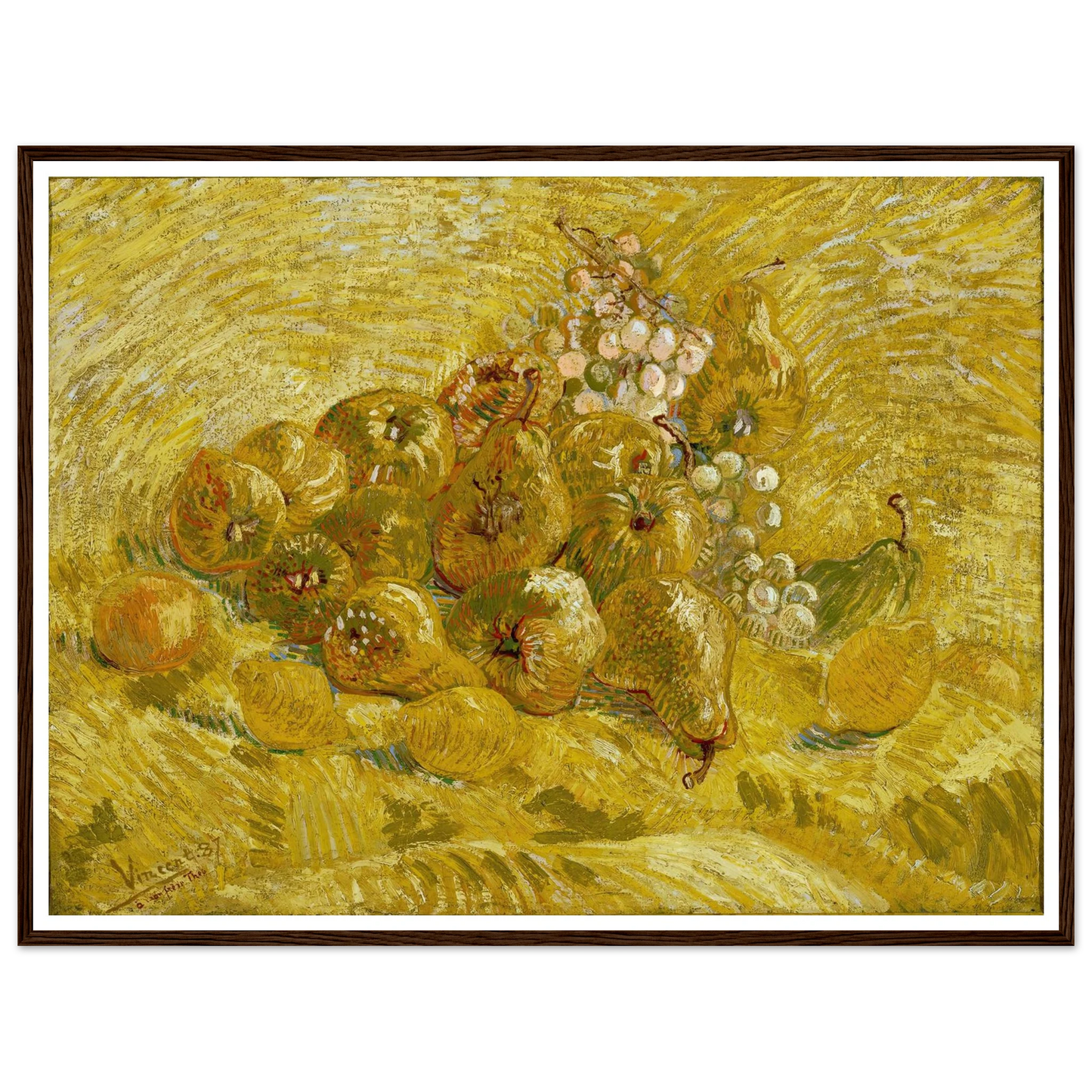 Quinces, lemons, pears and grapes (from 1887 until 1888) Art Print | Vincent van Gogh - Framed Poster - 30x40 cm / 12x16″ - Black frame
