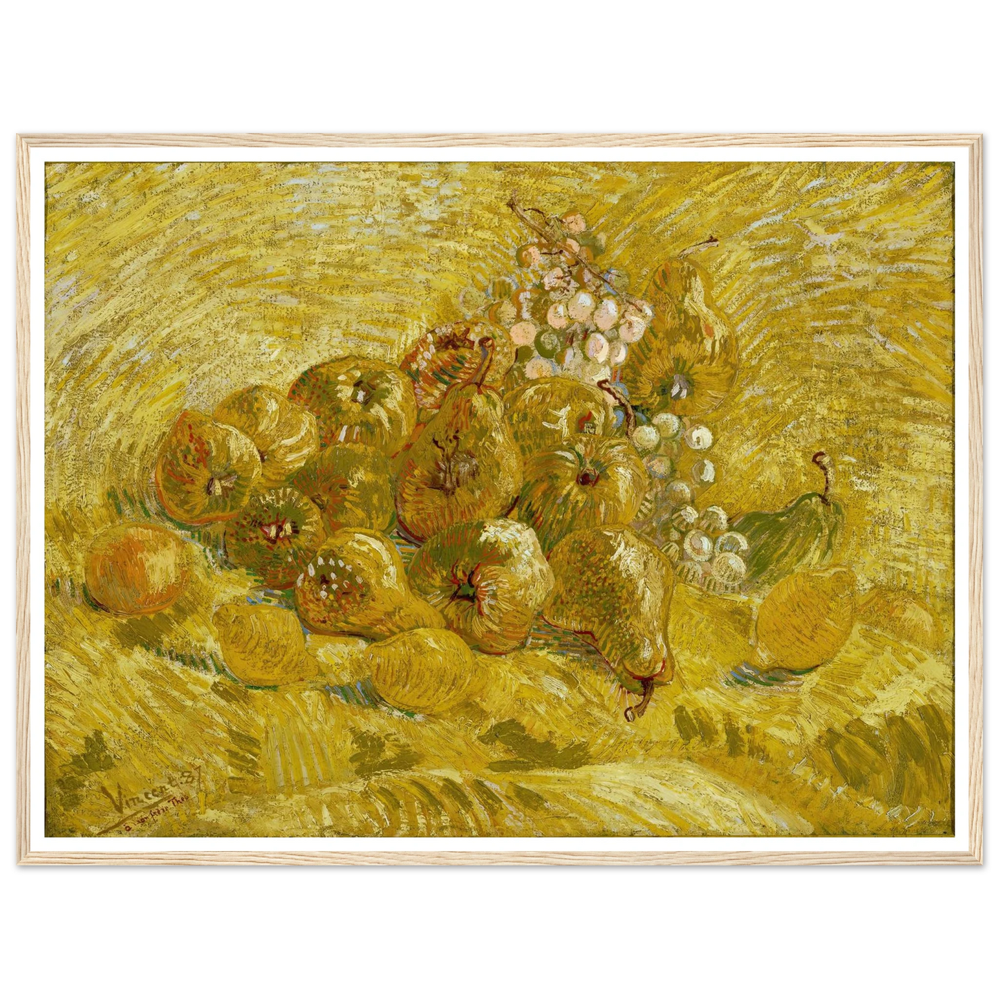 Quinces, lemons, pears and grapes (from 1887 until 1888) Art Print | Vincent van Gogh - Framed Poster - 30x40 cm / 12x16″ - Black frame