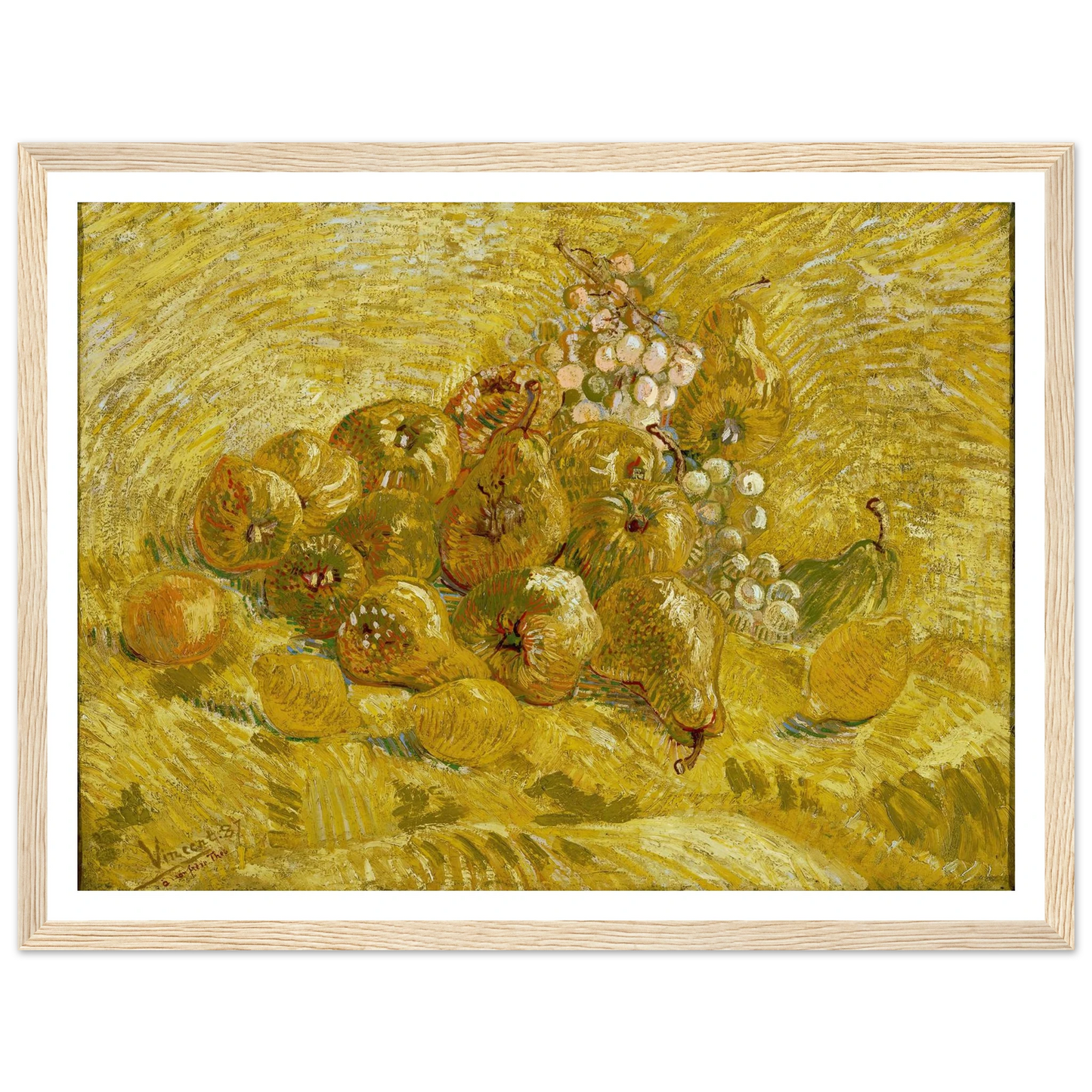 Quinces, lemons, pears and grapes (from 1887 until 1888) Art Print | Vincent van Gogh - Framed Poster - 30x40 cm / 12x16″ - Black frame