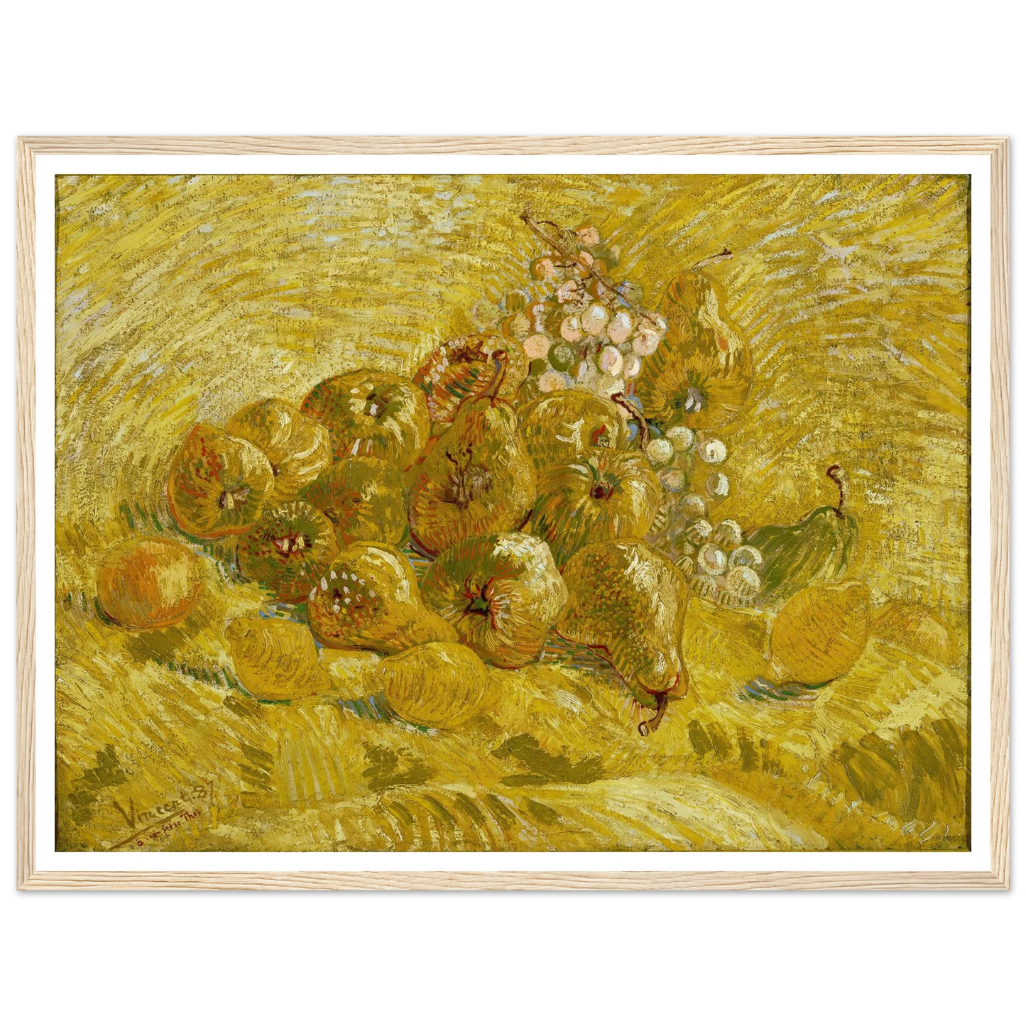 Quinces, lemons, pears and grapes (from 1887 until 1888) Art Print | Vincent van Gogh - Framed Poster - 30x40 cm / 12x16″ - Black frame
