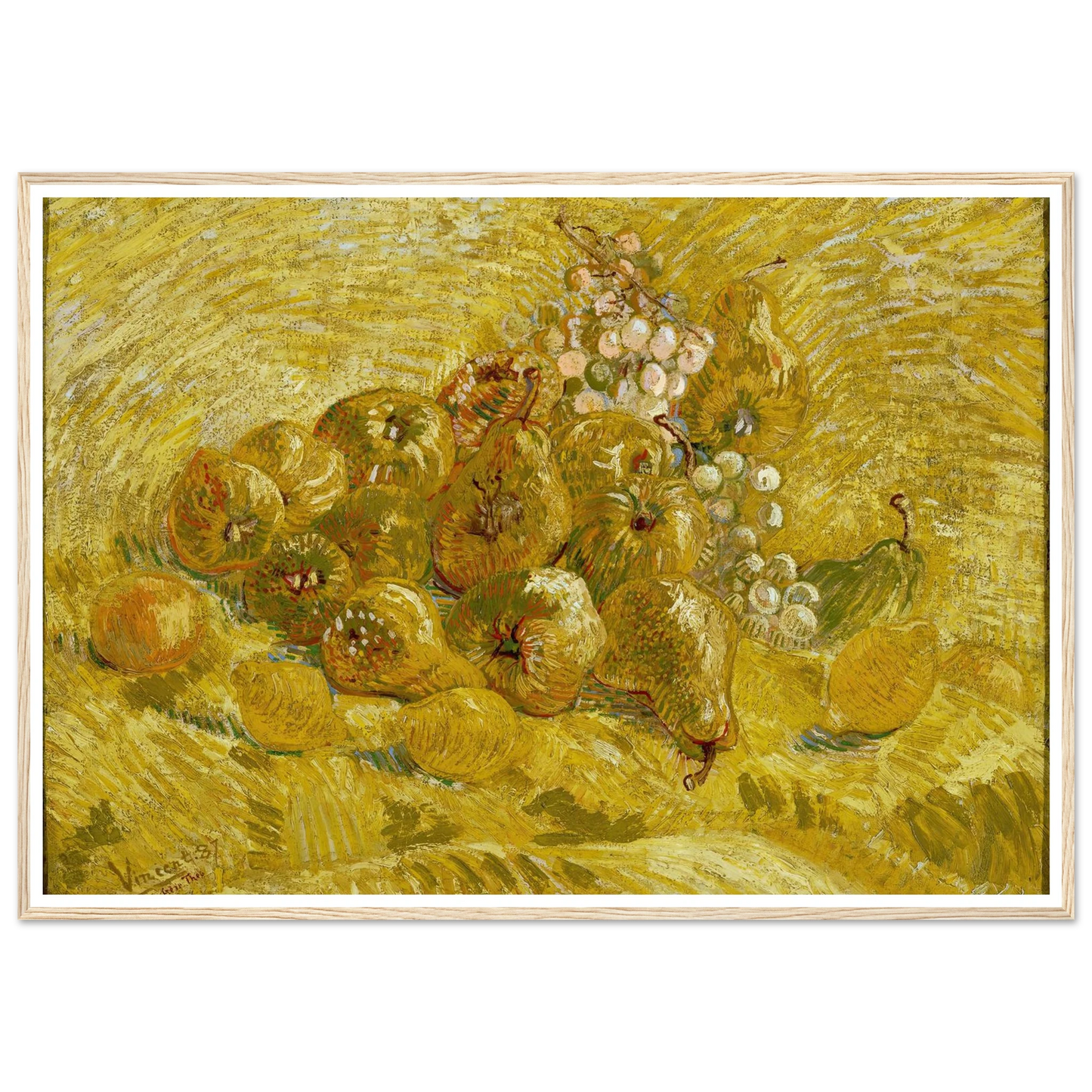 Quinces, lemons, pears and grapes (from 1887 until 1888) Art Print | Vincent van Gogh - Framed Poster - 30x40 cm / 12x16″ - Black frame