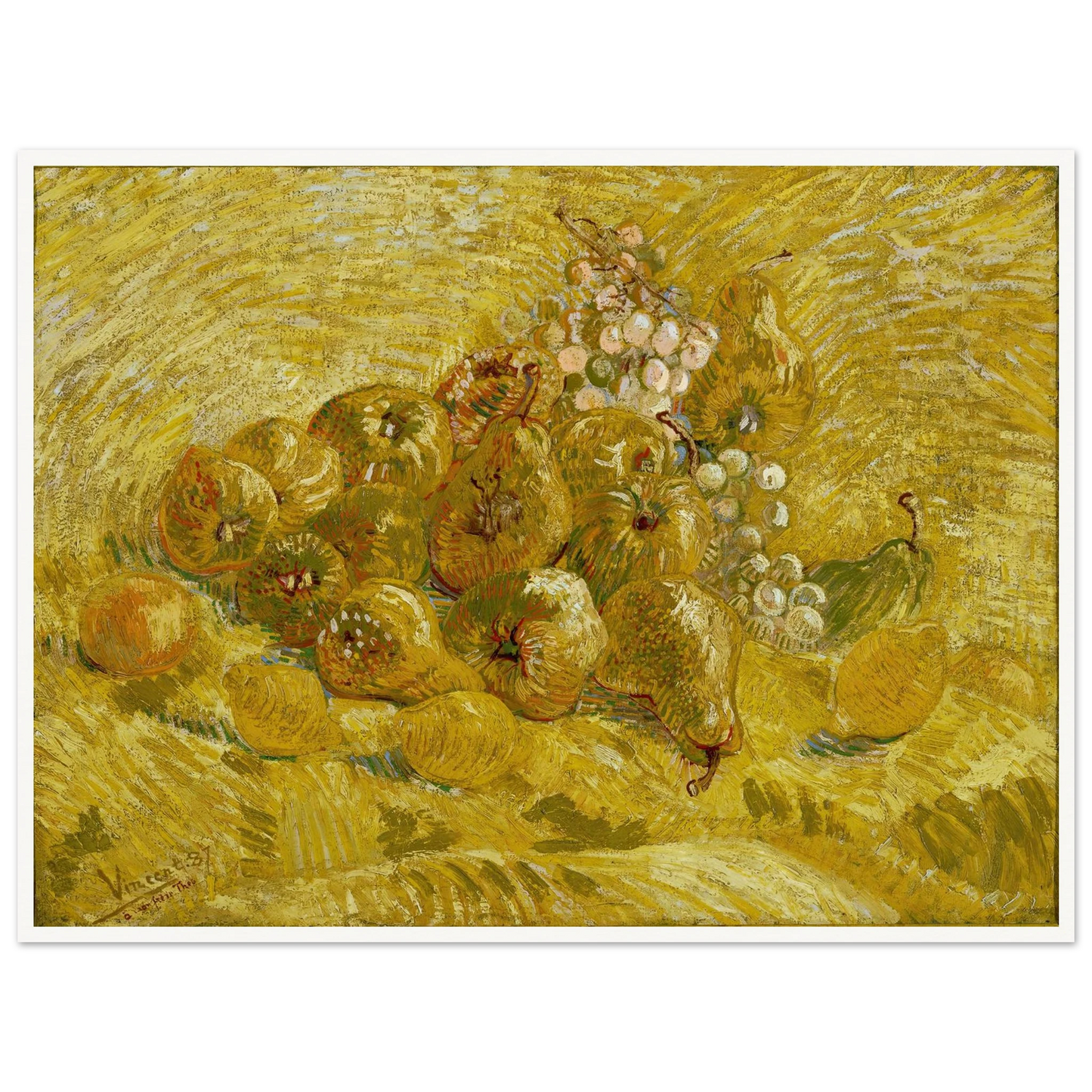 Quinces, lemons, pears and grapes (from 1887 until 1888) Art Print | Vincent van Gogh - Framed Poster - 30x40 cm / 12x16″ - Black frame