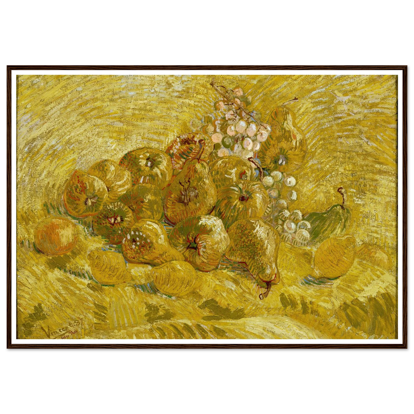 Quinces, lemons, pears and grapes (from 1887 until 1888) Art Print | Vincent van Gogh - Framed Poster - 30x40 cm / 12x16″ - Black frame