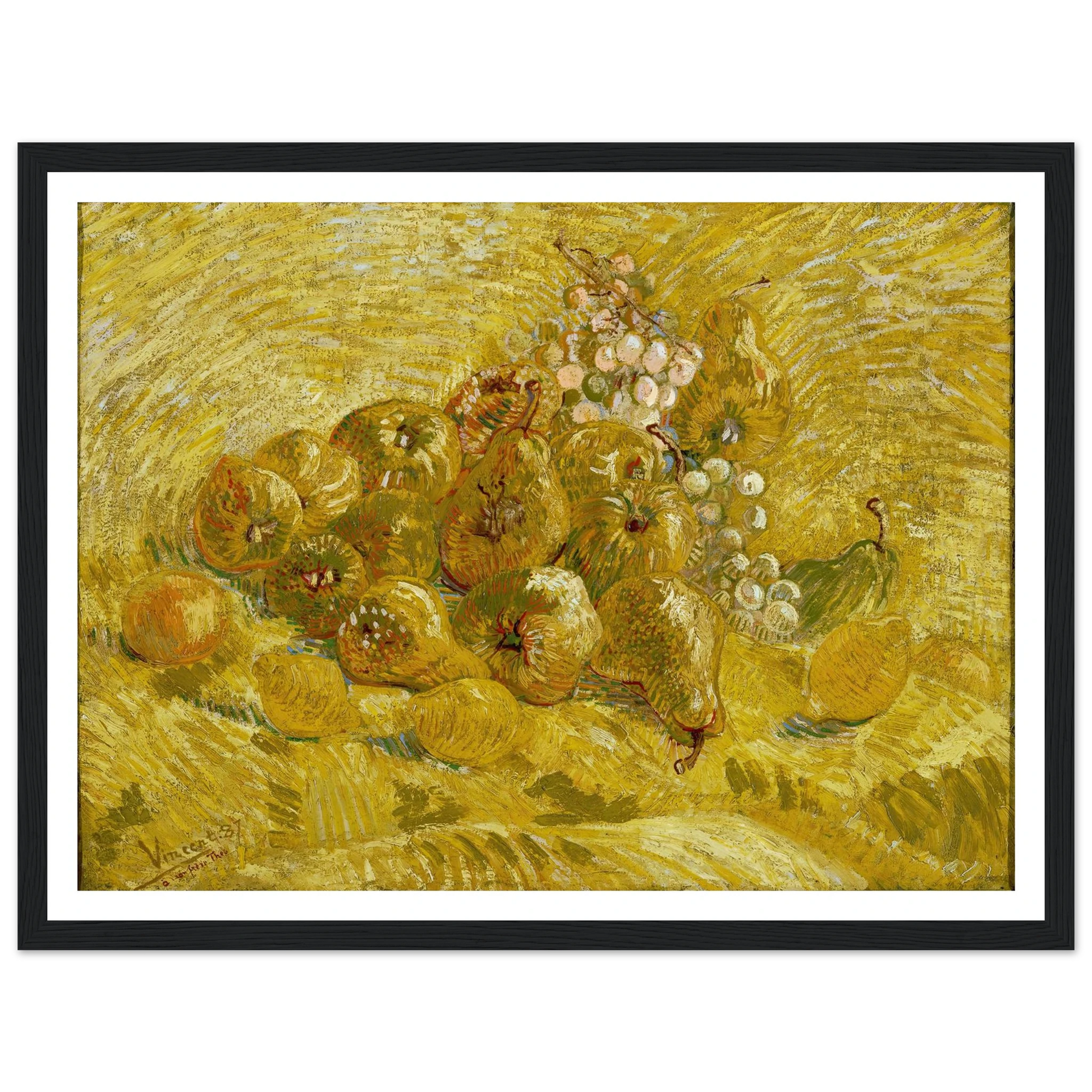 Quinces, lemons, pears and grapes (from 1887 until 1888) Art Print | Vincent van Gogh - Framed Poster - 30x40 cm / 12x16″ - Black frame