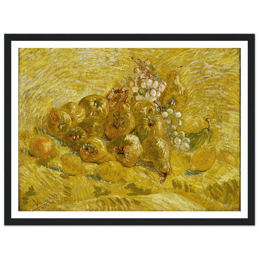 Quinces, lemons, pears and grapes (from 1887 until 1888) Art Print | Vincent van Gogh - Framed Poster - 30x40 cm / 12x16″ - Black frame