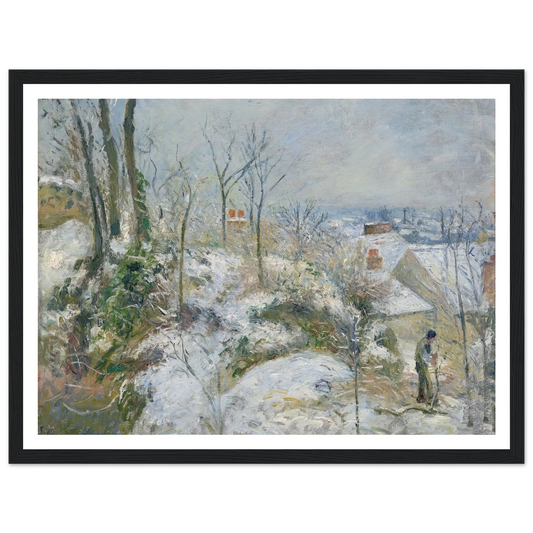 Rabbit Warren at Pontoise, Snow (1879) Art Print | Camille Pissarro - Framed Poster - 30x40 cm / 12x16″ - Black frame