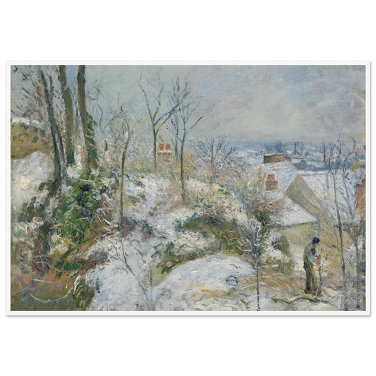 Rabbit Warren at Pontoise, Snow (1879) Art Print | Camille Pissarro - Framed Poster - 30x40 cm / 12x16″ - Black frame