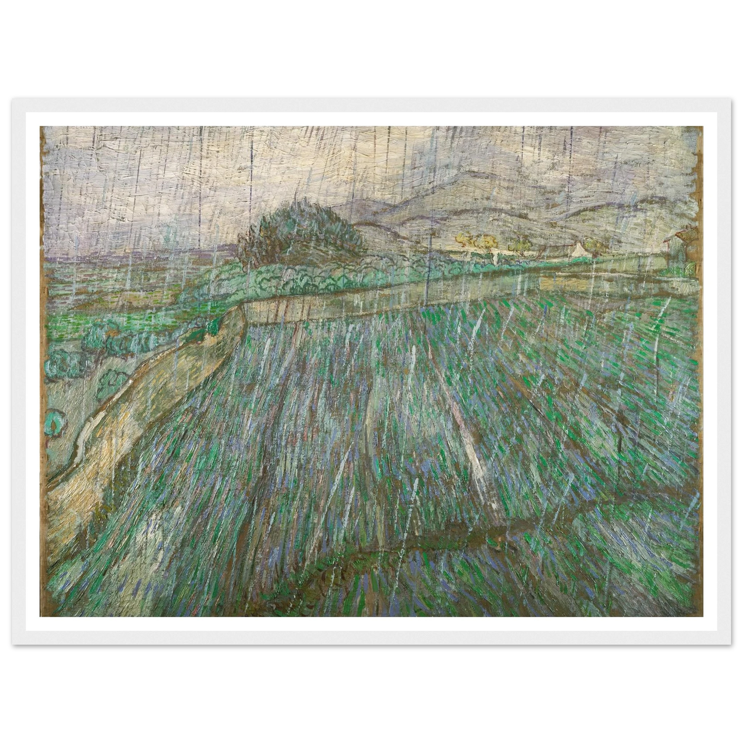 Rain Art Print | Vincent van Gogh - Framed Poster - 30x40 cm / 12x16″ - Black frame