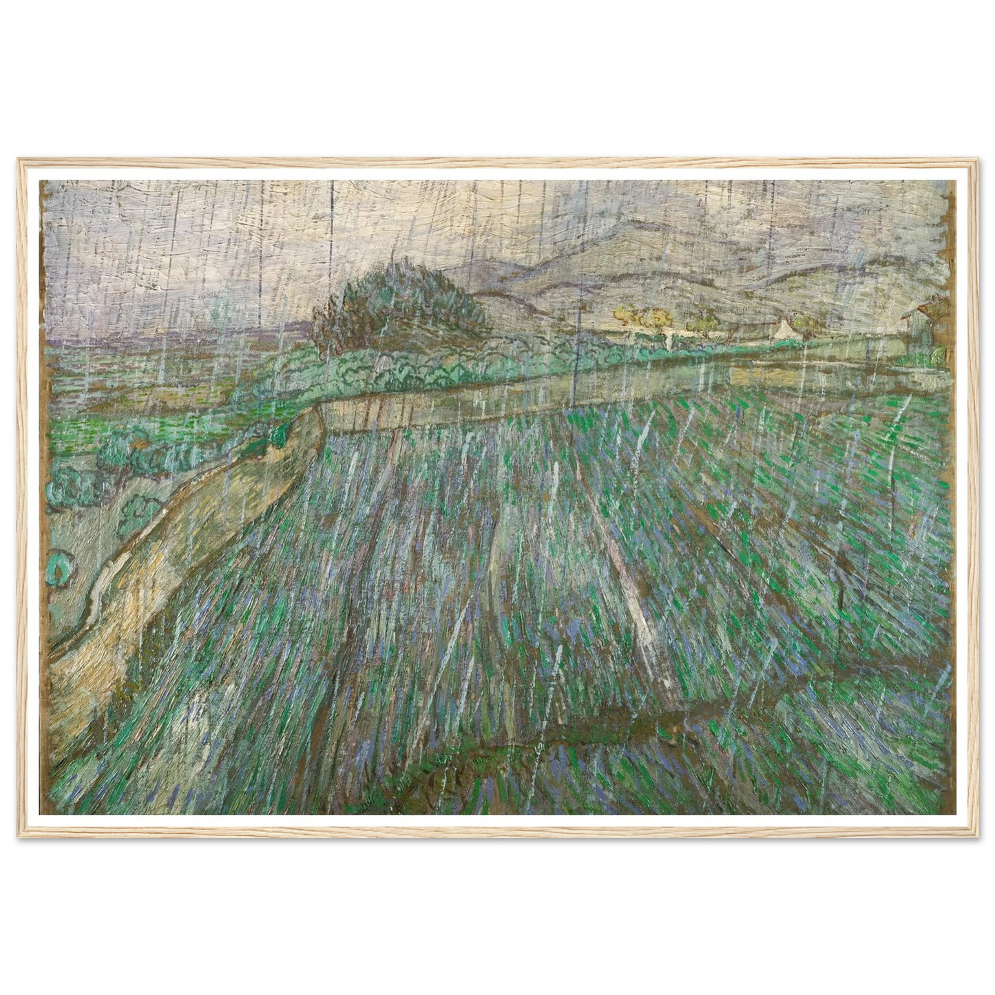 Rain Art Print | Vincent van Gogh - Framed Poster - 30x40 cm / 12x16″ - Black frame