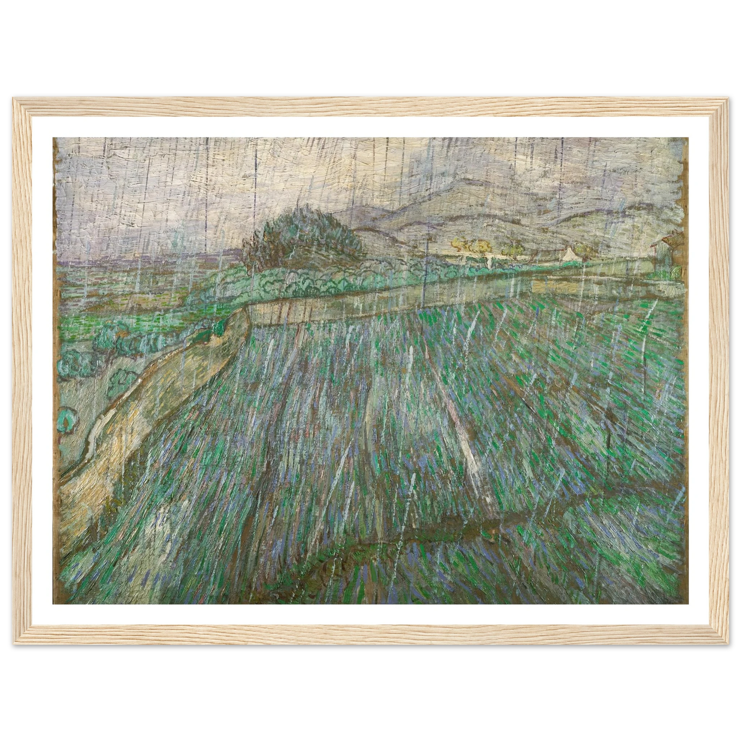 Rain Art Print | Vincent van Gogh - Framed Poster - 30x40 cm / 12x16″ - Black frame