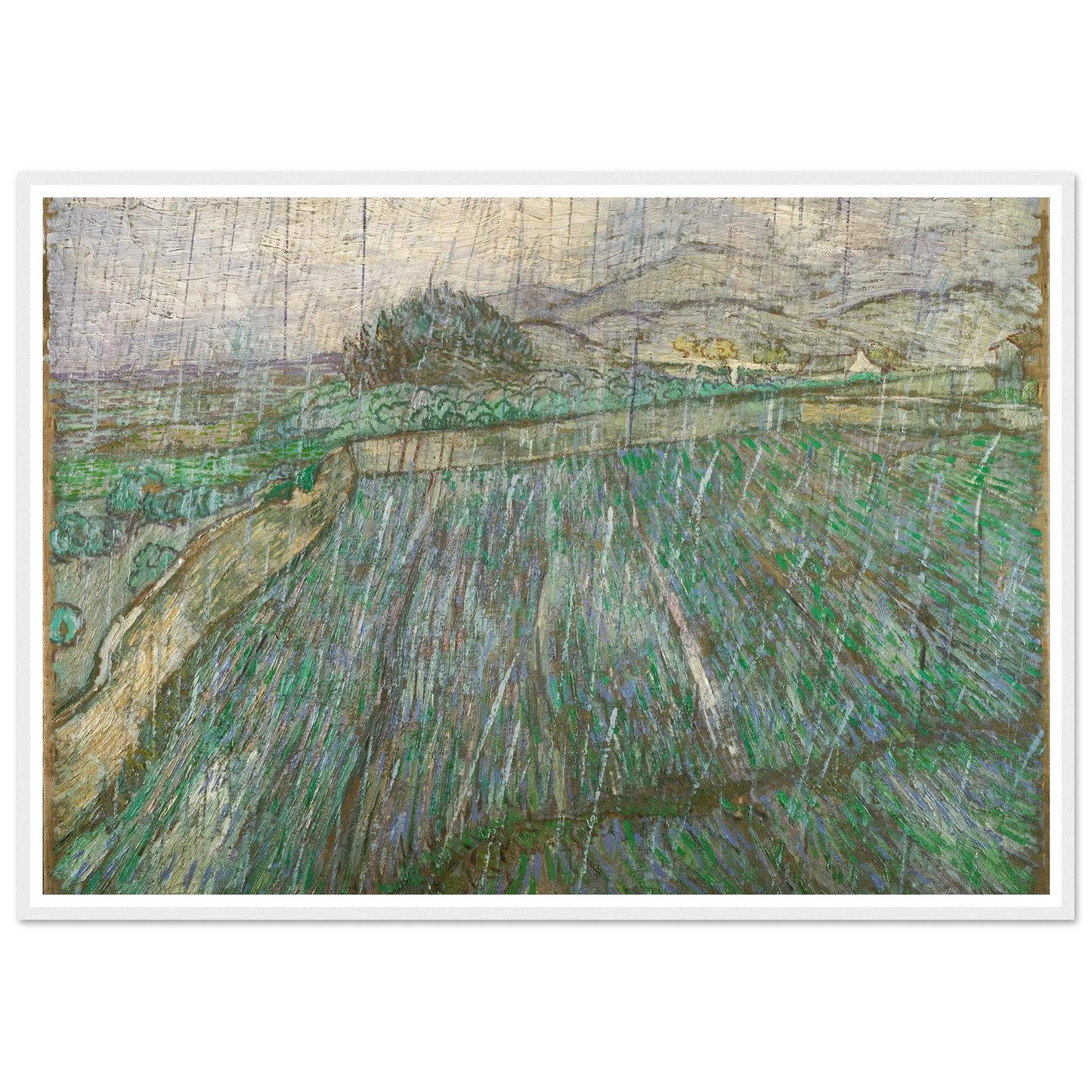 Rain Art Print | Vincent van Gogh - Framed Poster - 30x40 cm / 12x16″ - Black frame