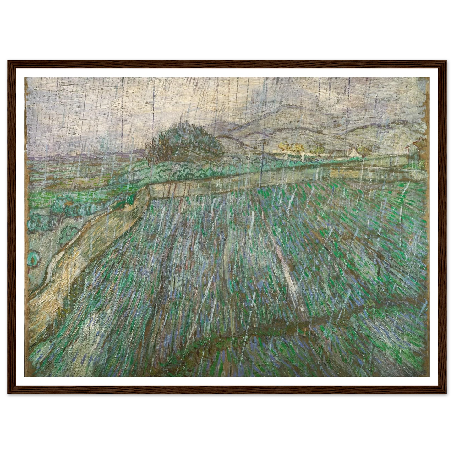 Rain Art Print | Vincent van Gogh - Framed Poster - 30x40 cm / 12x16″ - Black frame