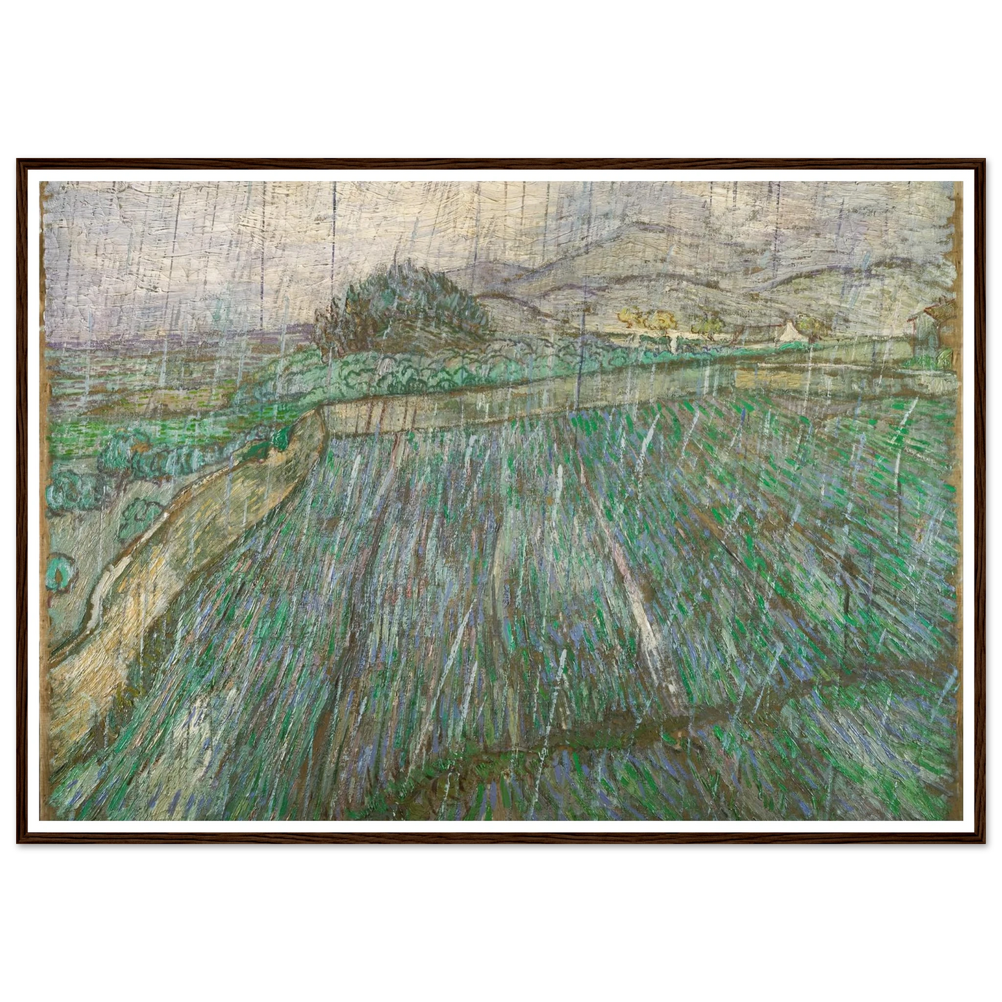 Rain Art Print | Vincent van Gogh - Framed Poster - 30x40 cm / 12x16″ - Black frame