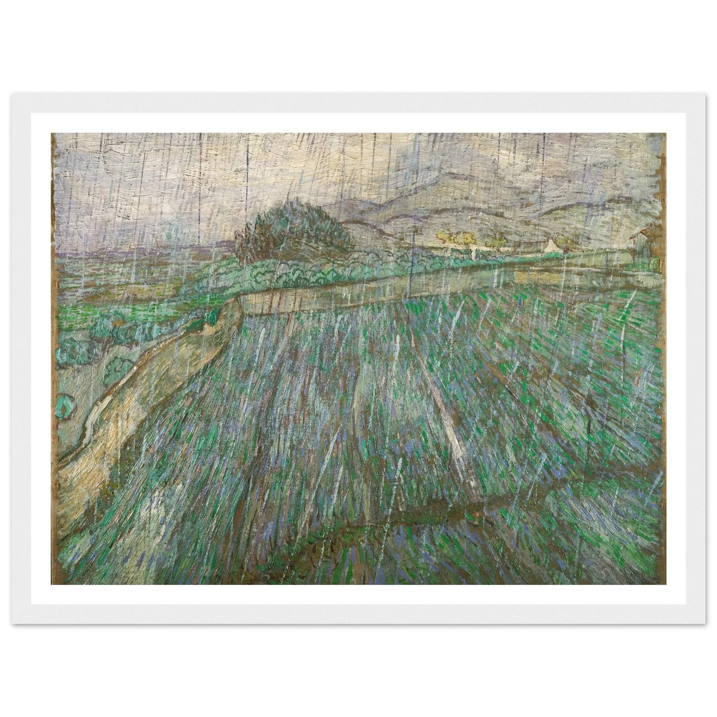 Rain Art Print | Vincent van Gogh - Framed Poster - 30x40 cm / 12x16″ - Black frame