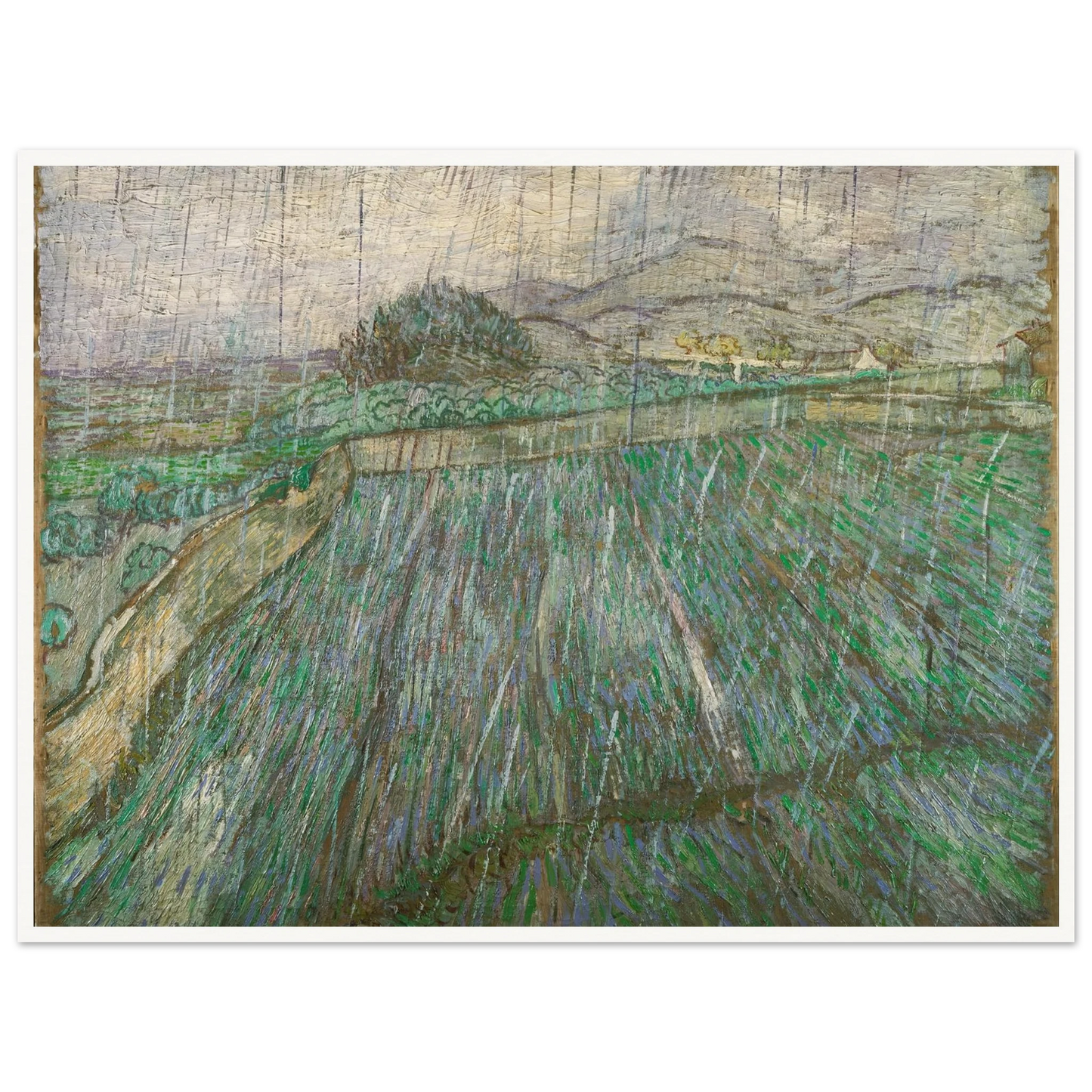Rain Art Print | Vincent van Gogh - Framed Poster - 30x40 cm / 12x16″ - Black frame