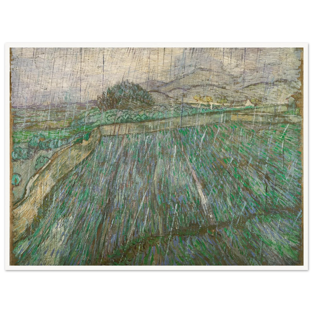 Rain Art Print | Vincent van Gogh - Framed Poster - 30x40 cm / 12x16″ - Black frame