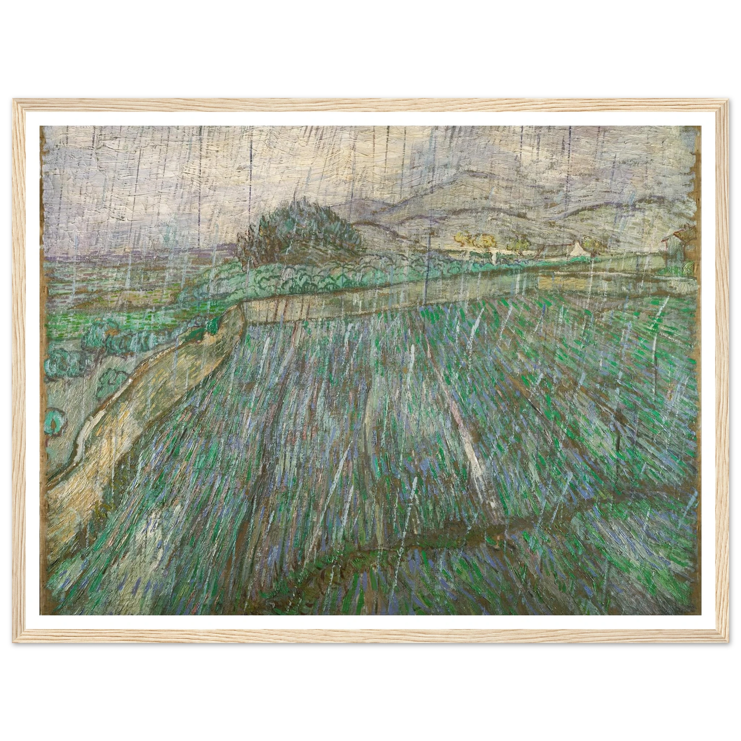 Rain Art Print | Vincent van Gogh - Framed Poster - 30x40 cm / 12x16″ - Black frame