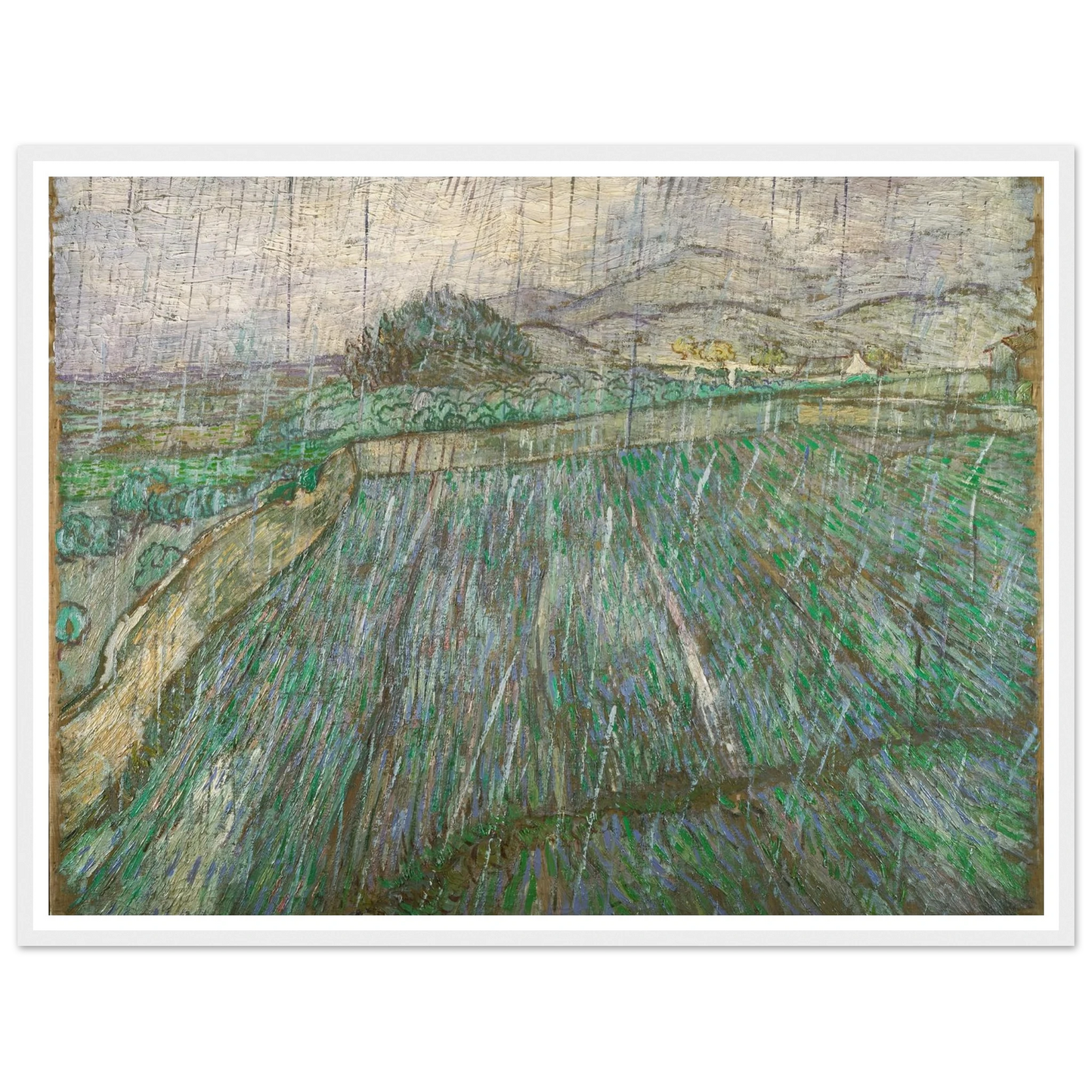 Rain Art Print | Vincent van Gogh - Framed Poster - 30x40 cm / 12x16″ - Black frame