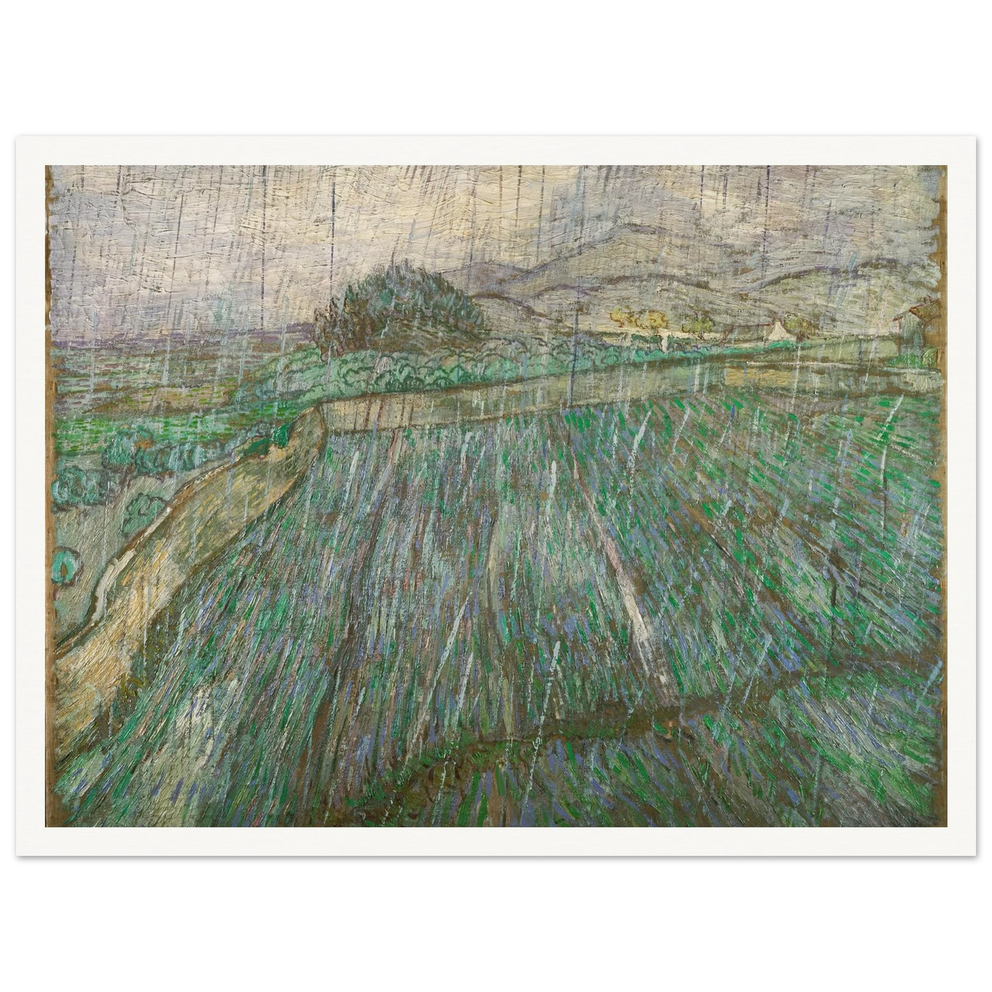 Rain Art Print | Vincent van Gogh - Framed Poster - 30x40 cm / 12x16″ - Black frame