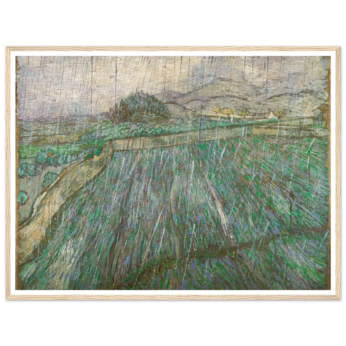 Rain Art Print | Vincent van Gogh - Framed Poster - 30x40 cm / 12x16″ - Black frame