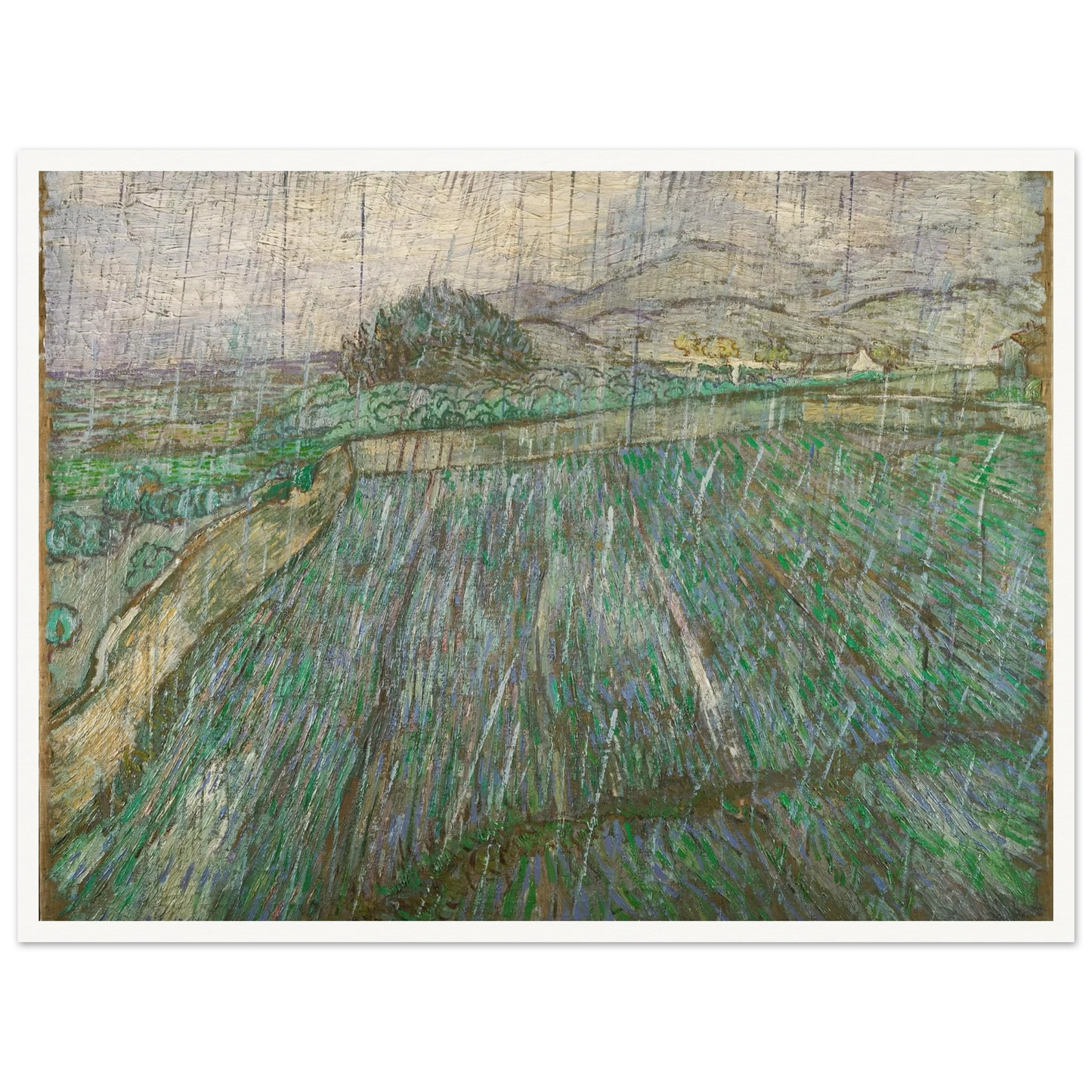 Rain Art Print | Vincent van Gogh - Framed Poster - 30x40 cm / 12x16″ - Black frame