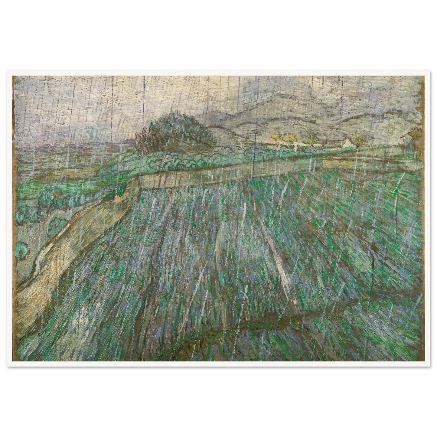 Rain Art Print | Vincent van Gogh - Framed Poster - 30x40 cm / 12x16″ - Black frame