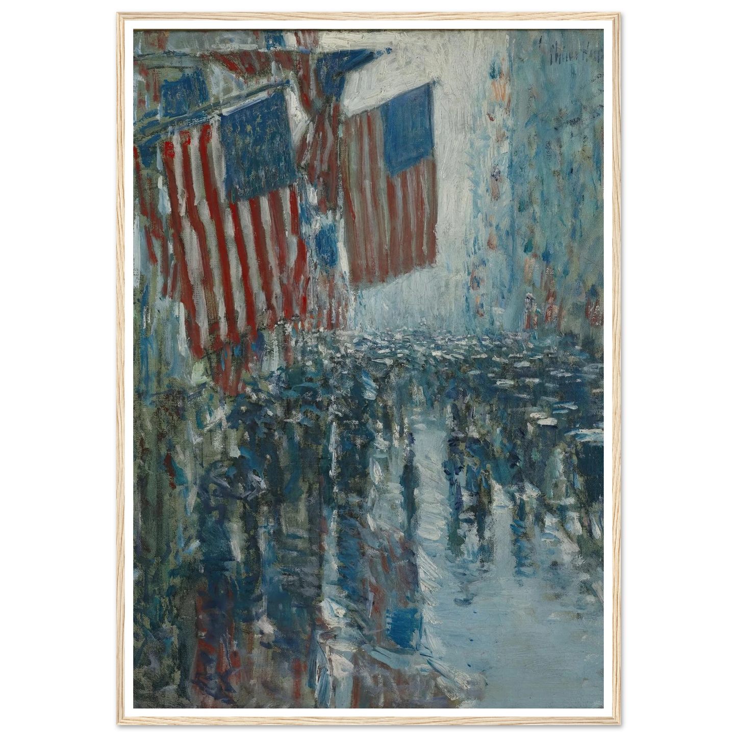 Rainy Day, Fifth Avenue (1916) Art Print | Childe Hassam - Framed Poster - 30x40 cm / 12x16″ - Black frame
