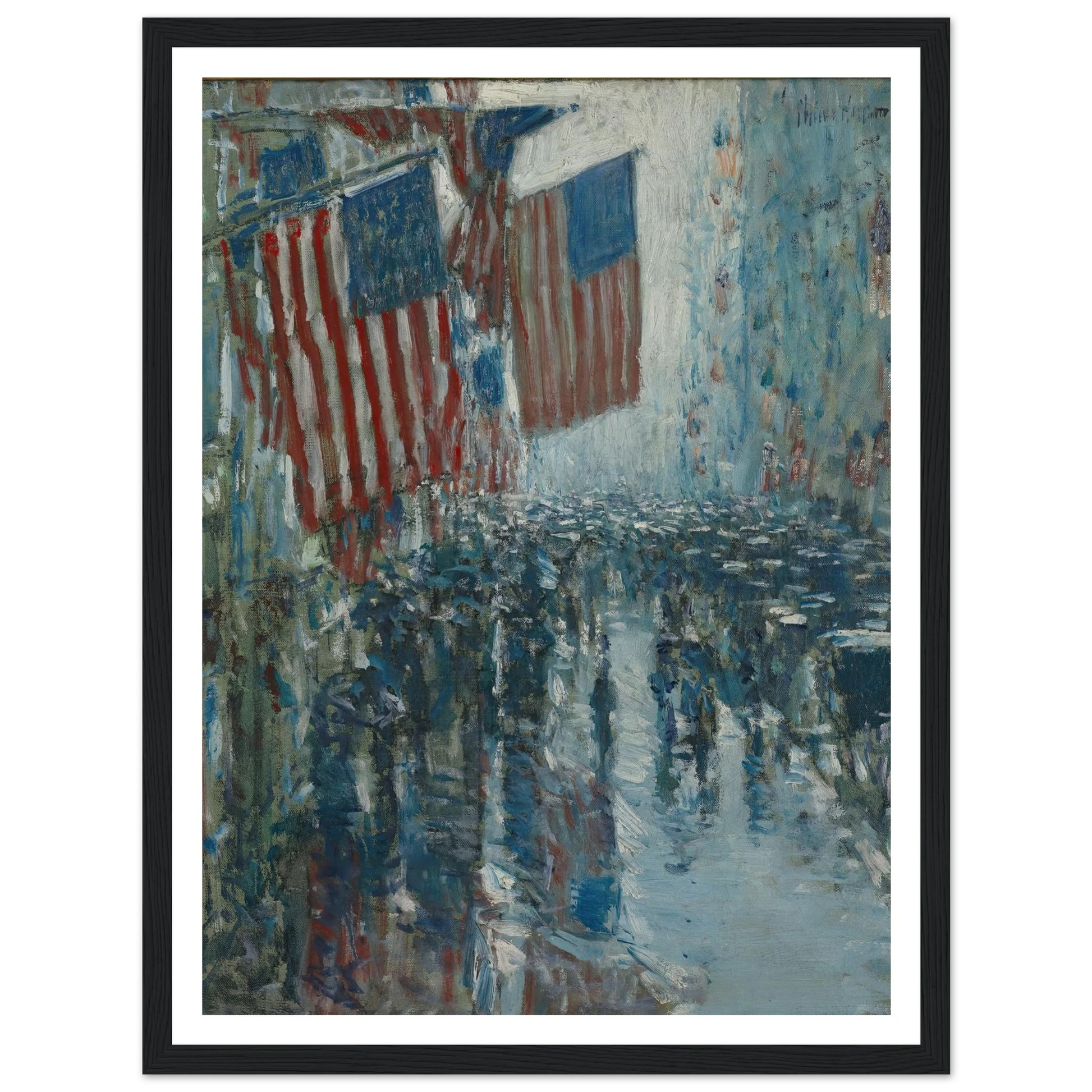 Rainy Day, Fifth Avenue (1916) Art Print | Childe Hassam - Framed Poster - 30x40 cm / 12x16″ - Black frame
